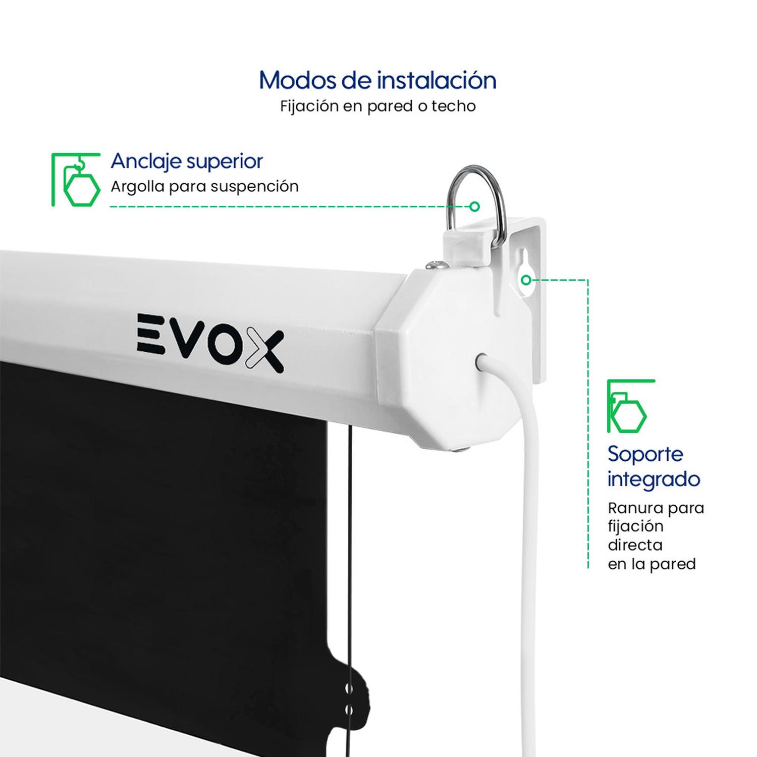 ECRAN ELÉCTRICO TENSIONADO EVOX PANTALLA DE 120 PULGADAS CON FIBRA DE VIDRIO - 8