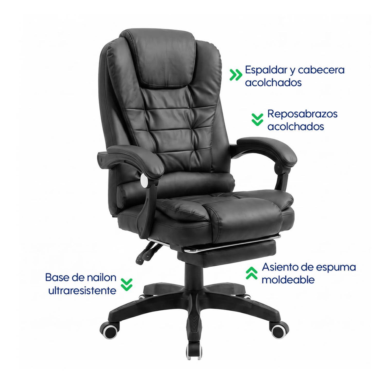 SILLA EVOX ONE C2RN BIG 7PTOS. MASAJEADORA REPOSAPIÉS NEGRO - 4