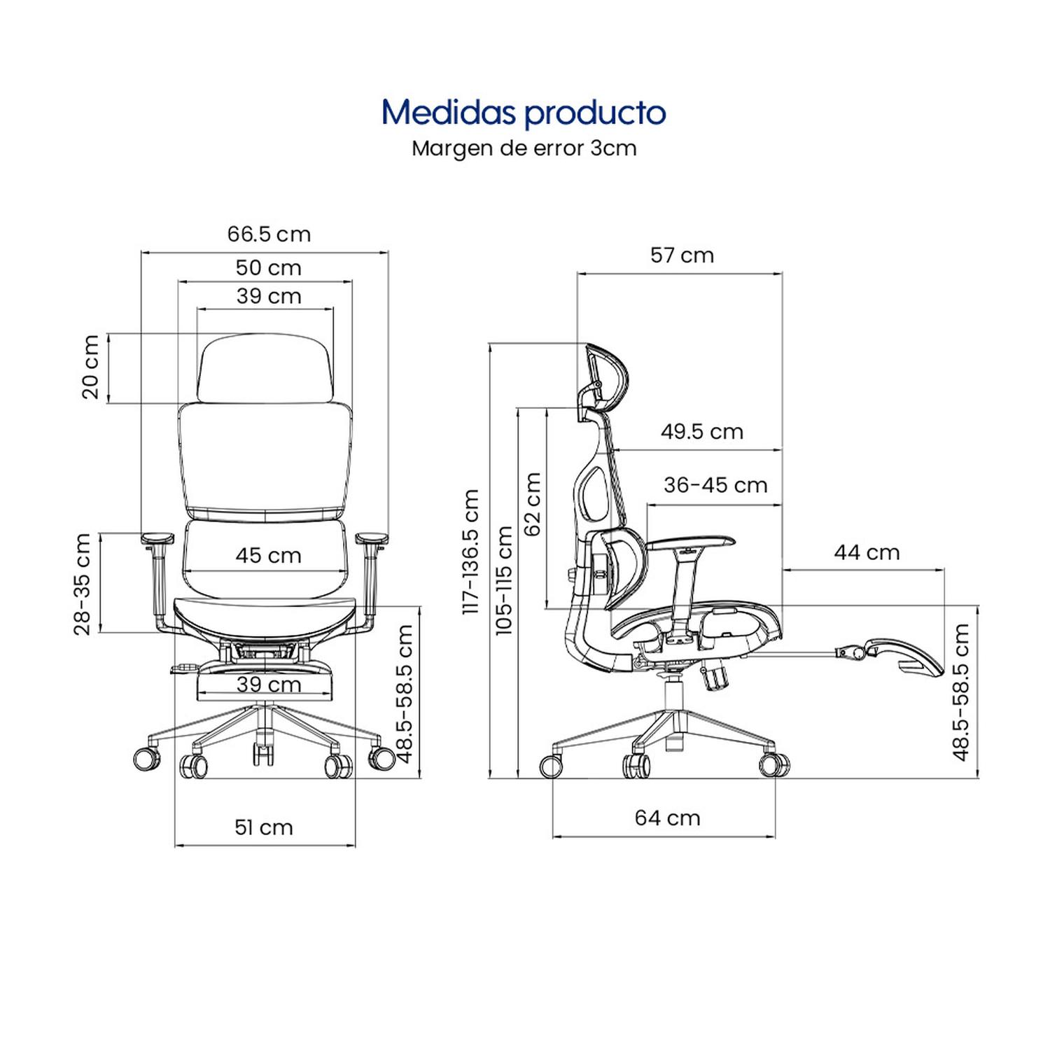 SILLA DE OFICINA ERGONÓMICA FULL MESH CON REPOSAPIÉS Y SOPORTE LUMBAR EVOX FC18 - 8