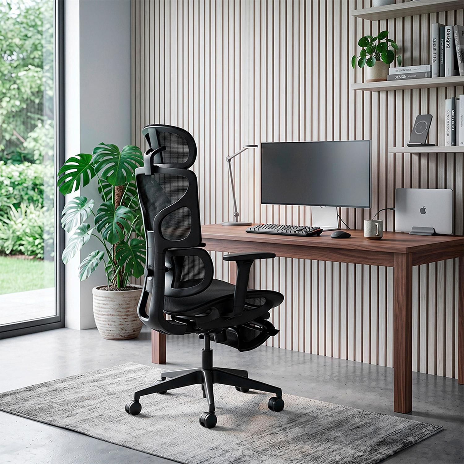 SILLA DE OFICINA ERGONÓMICA FULL MESH CON REPOSAPIÉS Y SOPORTE LUMBAR EVOX FC18 - 9