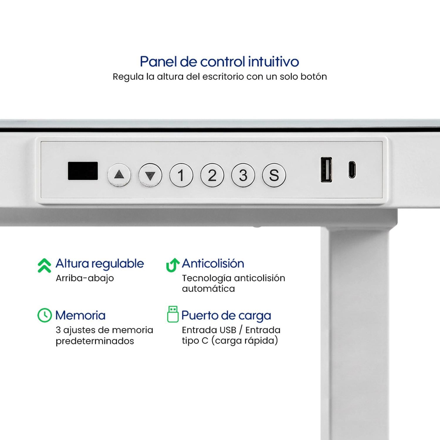 ESCRITORIO ELÉCTRIVO EVOX DE VIDRIO 1SB GLASS BLANCO - 4