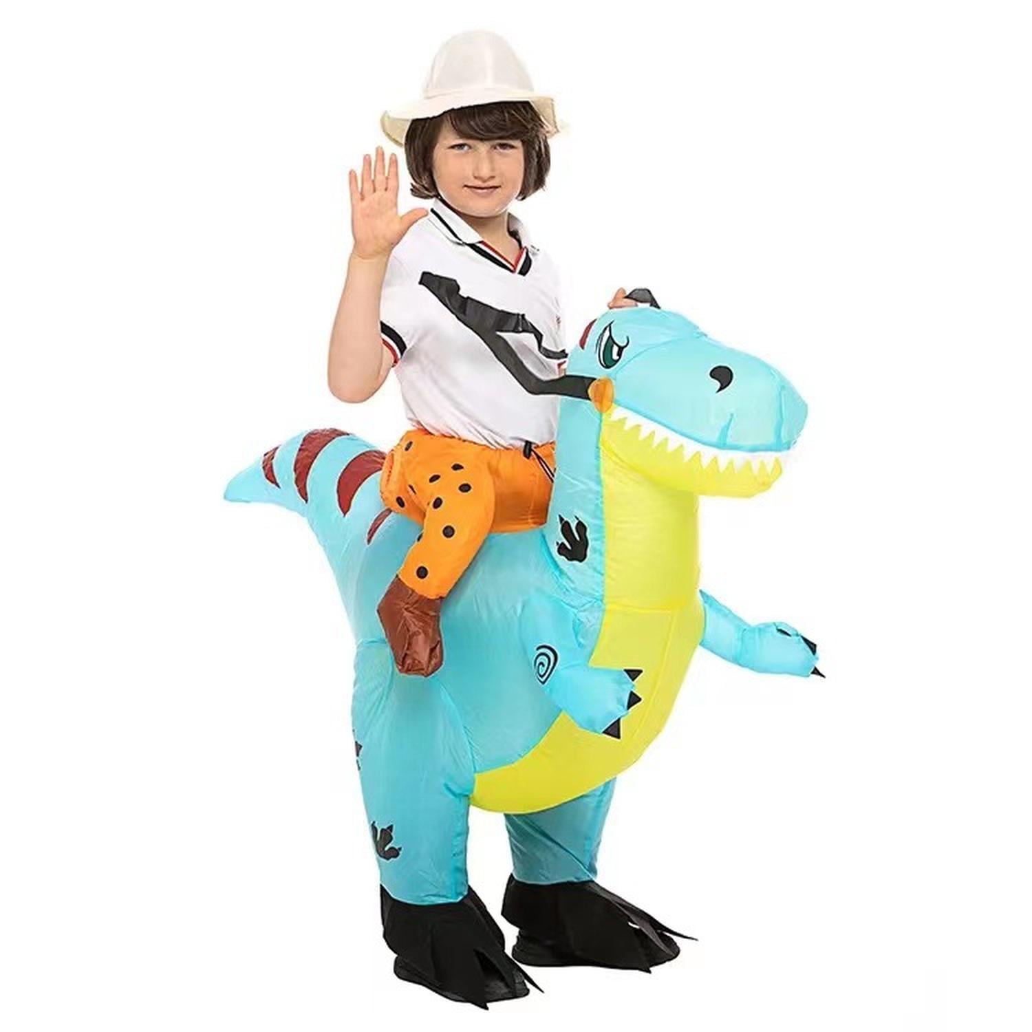 DISFRAZ INFLABLE DE DINOSAURIO MONTABLE CELESTE NIÑO PARA HALLOWEEN Y COSPLAY - 2