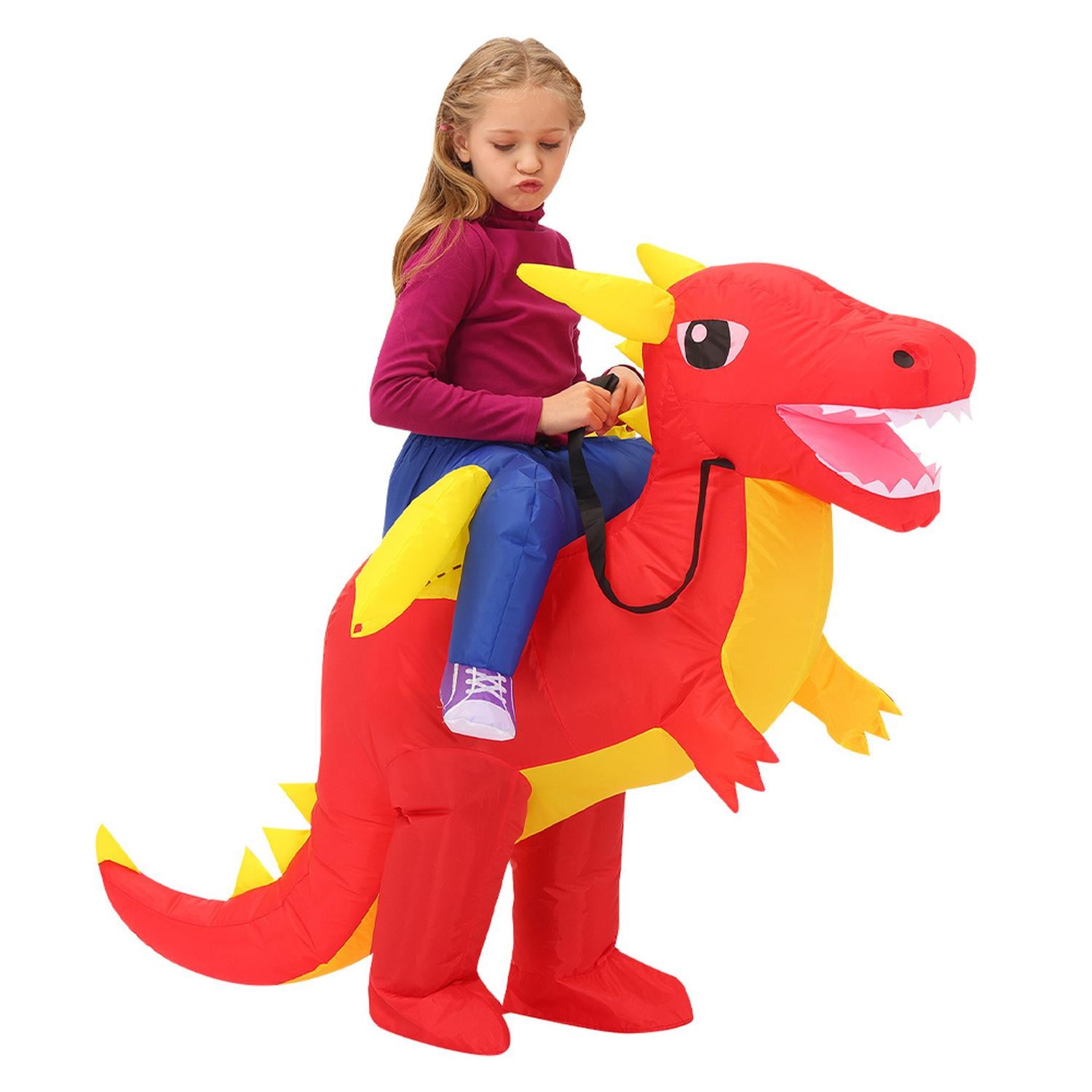 DISFRAZ INFLABLE DE DINOSAURIO MONTABLE ROJO NIÑO PARA HALLOWEEN Y COSPLAY - 2