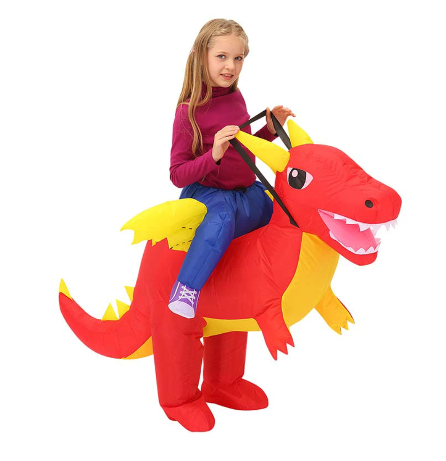DISFRAZ INFLABLE DE DINOSAURIO MONTABLE ROJO NIÑO PARA HALLOWEEN Y COSPLAY - 3