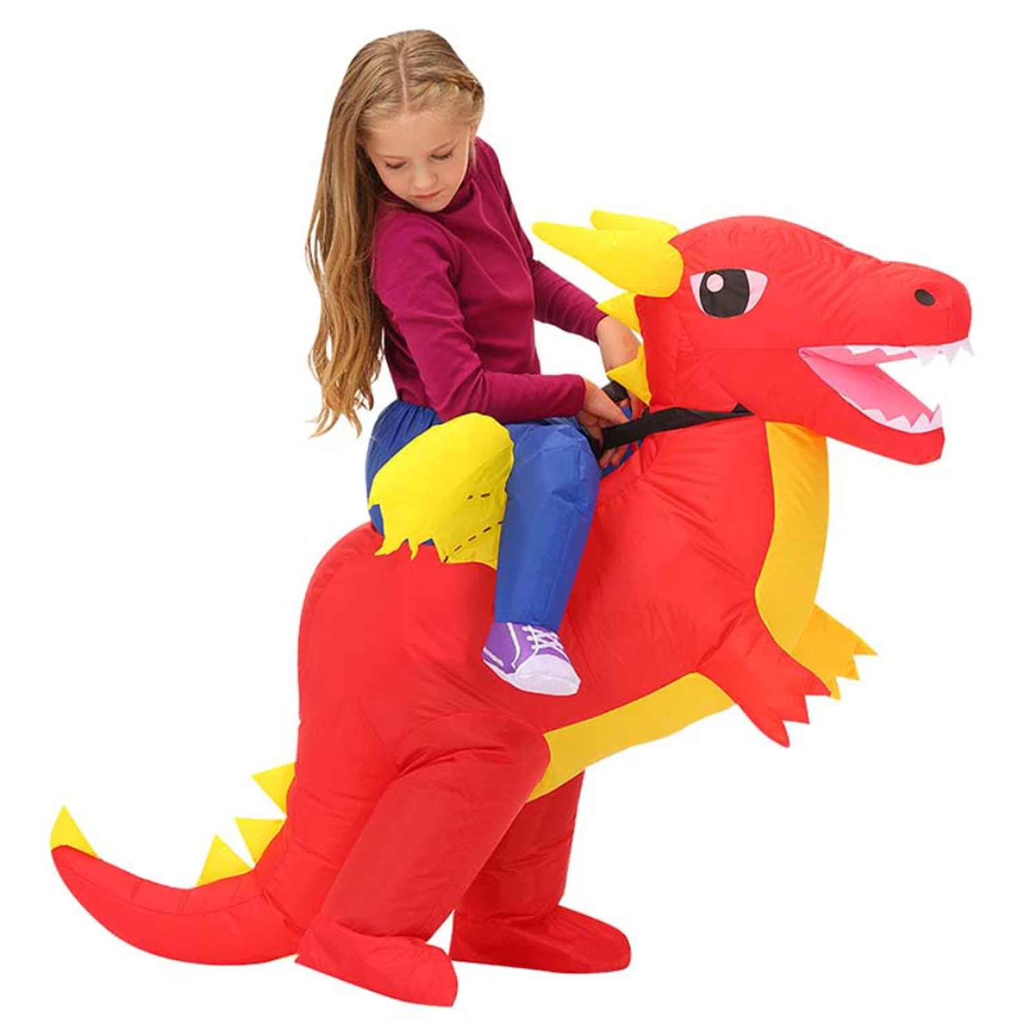 DISFRAZ INFLABLE DE DINOSAURIO MONTABLE ROJO NIÑO PARA HALLOWEEN Y COSPLAY - 4