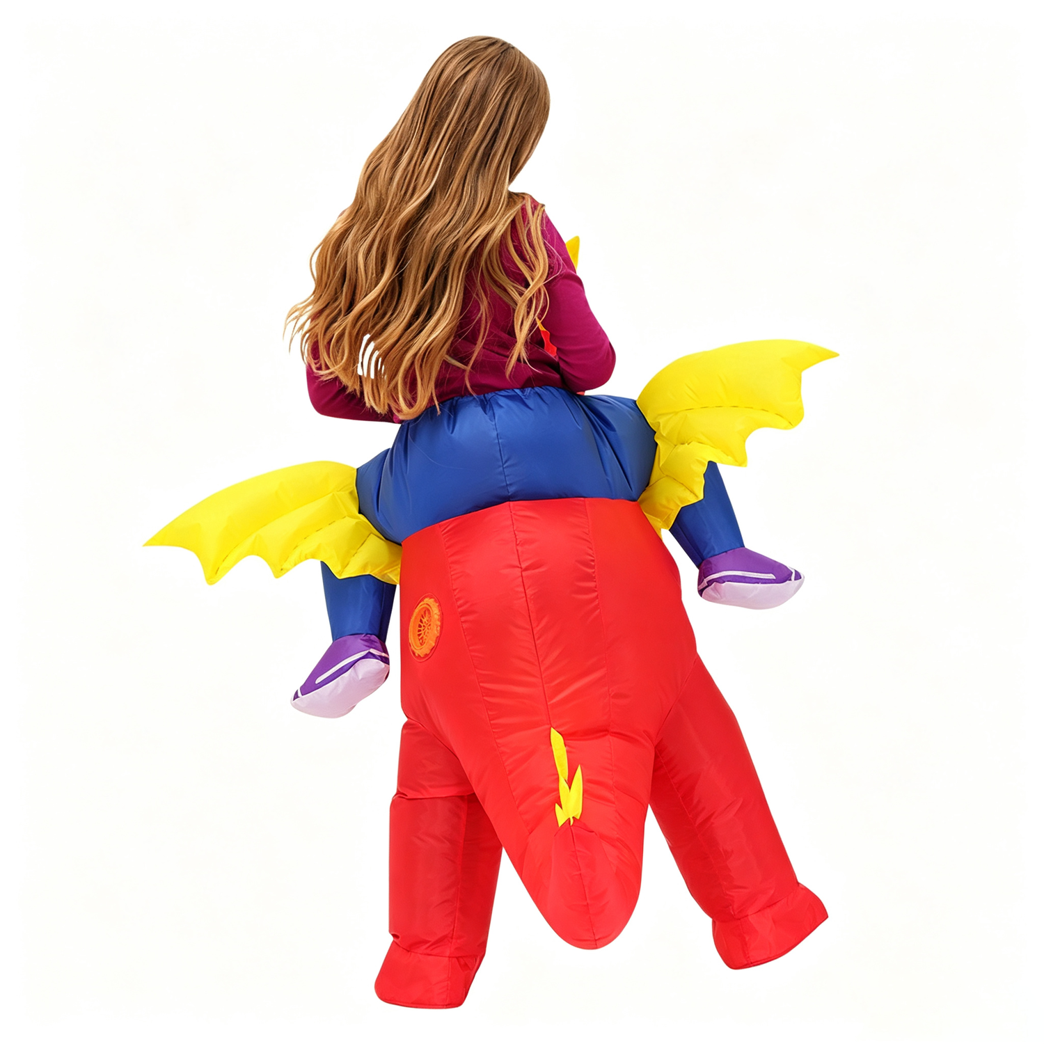DISFRAZ INFLABLE DE DINOSAURIO MONTABLE ROJO NIÑO PARA HALLOWEEN Y COSPLAY - 5