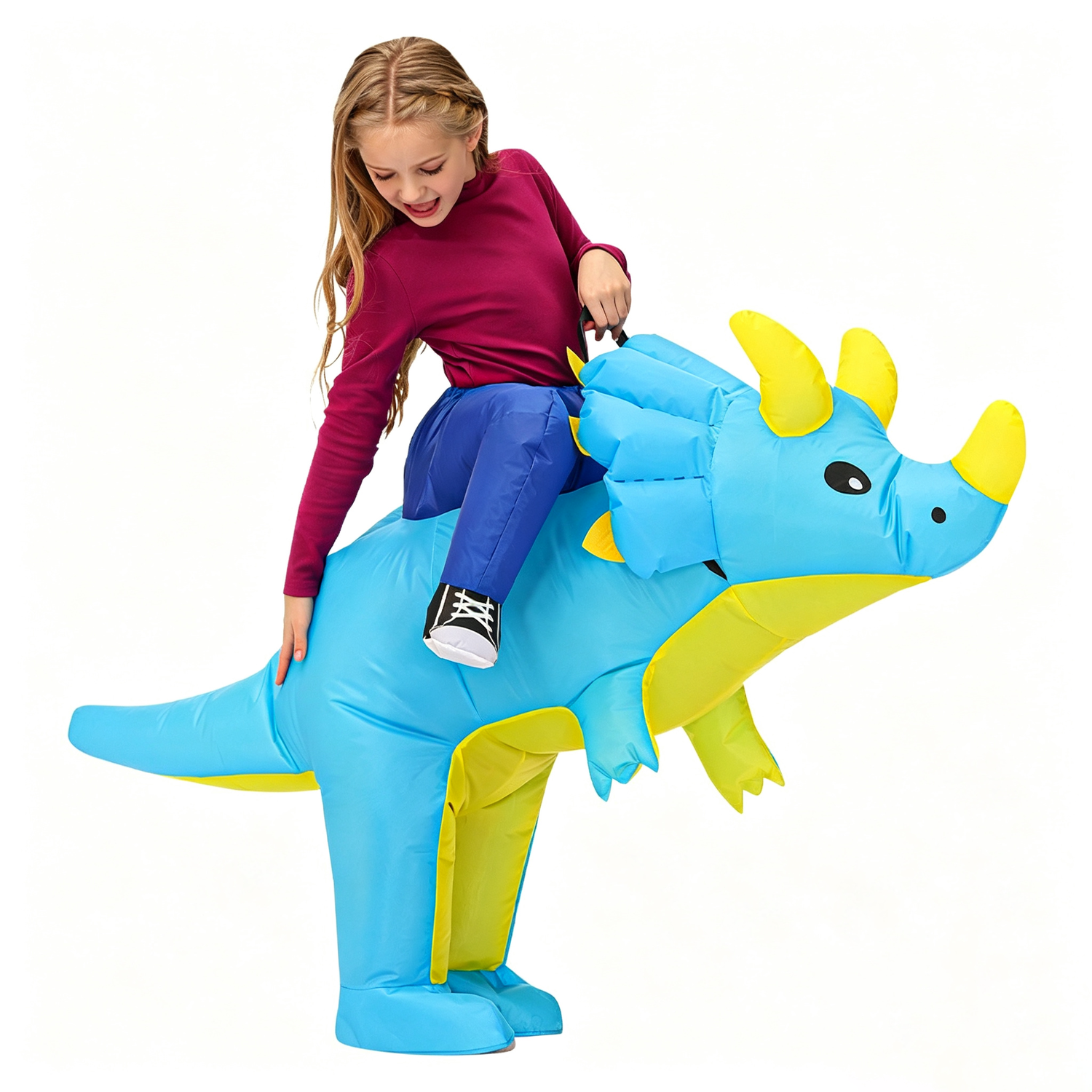 DISFRAZ INFLABLE DE DINOSAURIO TRICERATOPS MONTABLE NIÑO PARA HALLOWEEN Y COSPLAY - 3