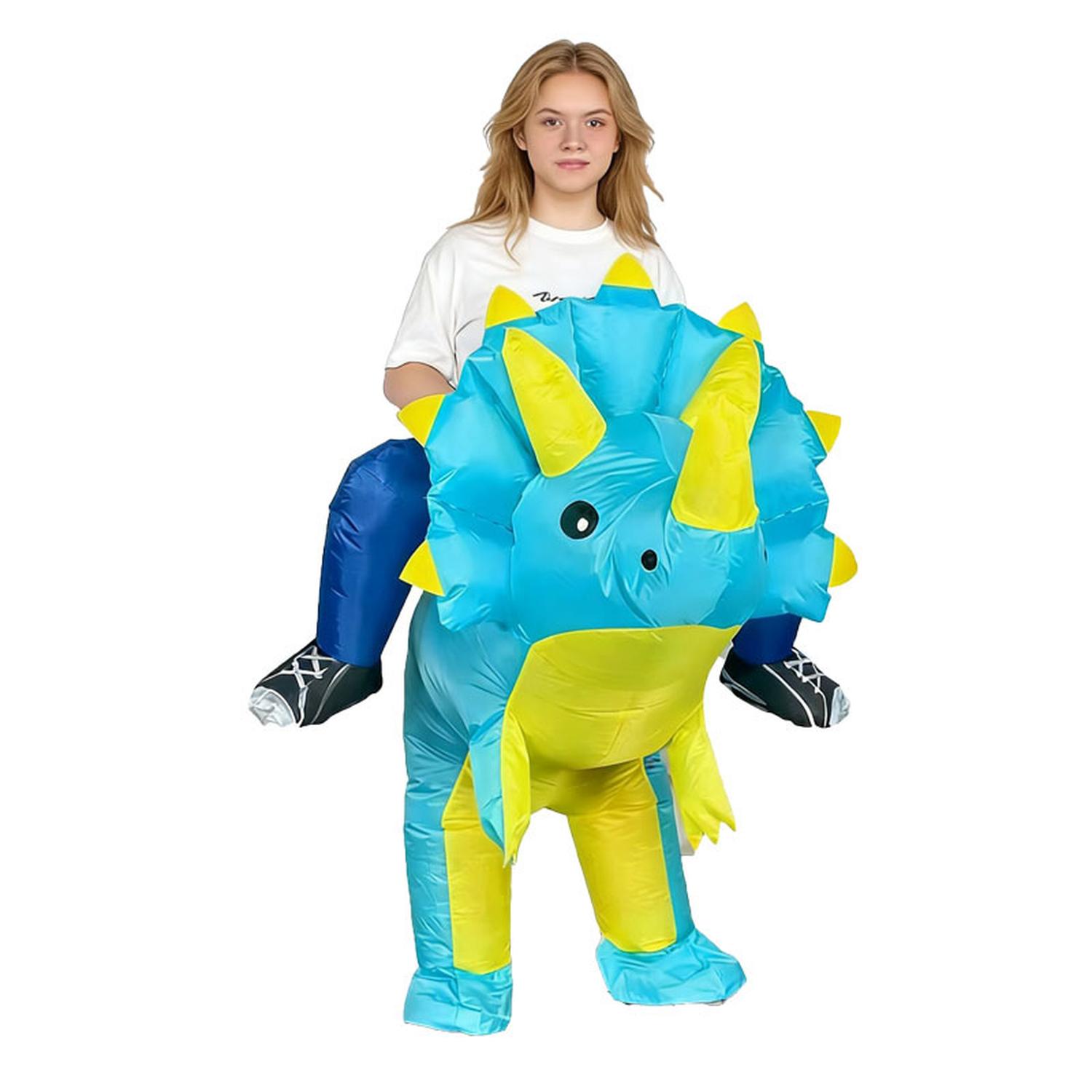 DISFRAZ INFLABLE DE DINOSAURIO TRICERATOPS MONTABLE NIÑO PARA HALLOWEEN Y COSPLAY - 4