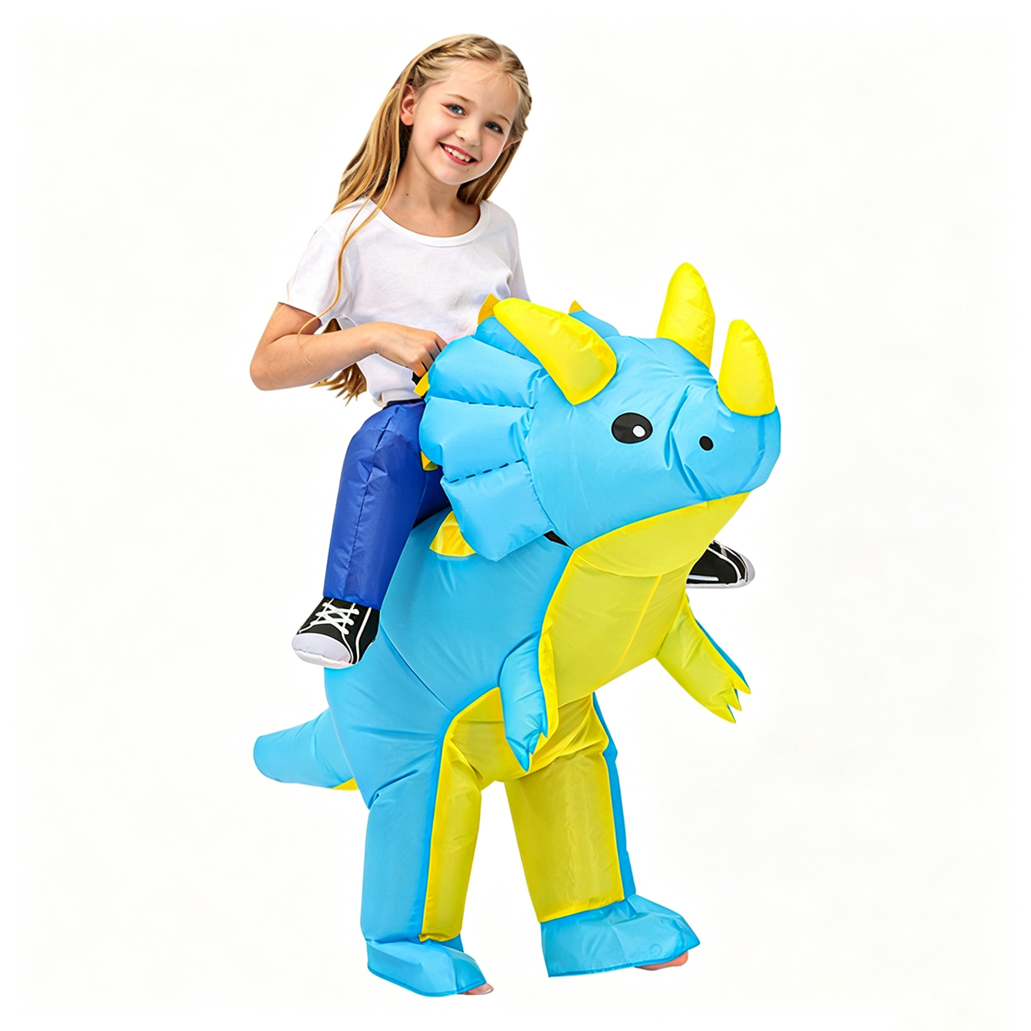 DISFRAZ INFLABLE DE DINOSAURIO TRICERATOPS MONTABLE NIÑO PARA HALLOWEEN Y COSPLAY - 5