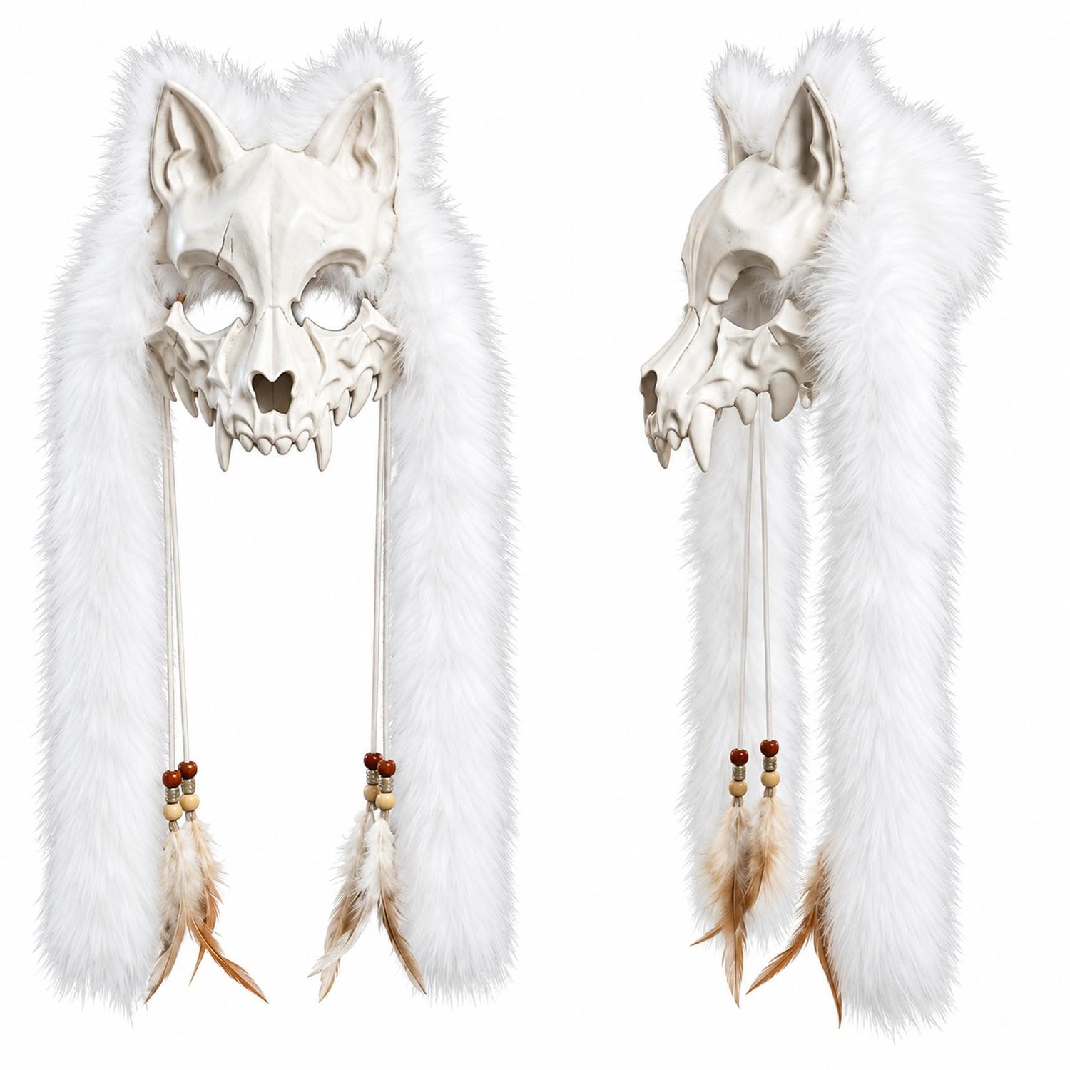 MÁSCARA CRÁNEO DE LOBO DE FELPA HALLOWEEN - 3