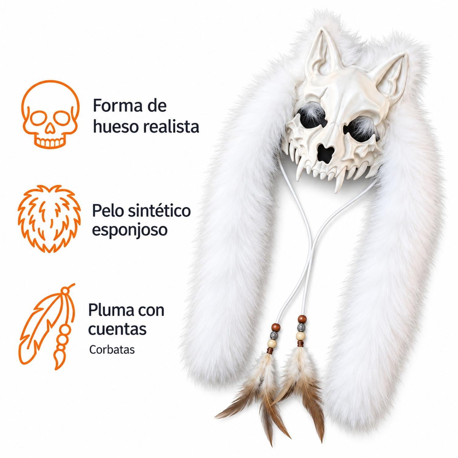 MÁSCARA CRÁNEO DE LOBO DE FELPA HALLOWEEN - 4