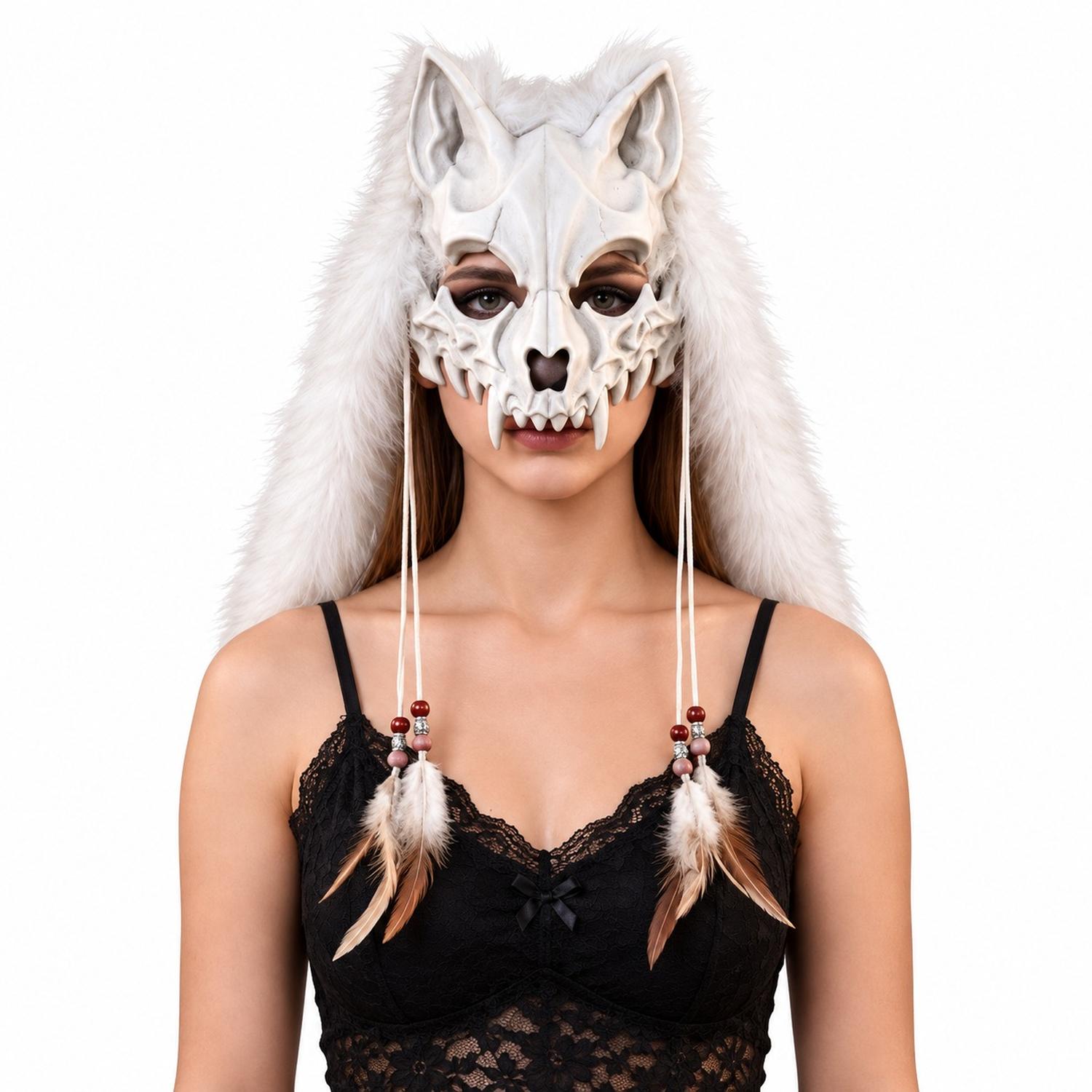 MÁSCARA CRÁNEO DE LOBO DE FELPA HALLOWEEN - 6