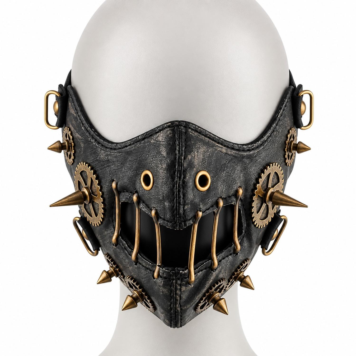MÁSCARA TAPABOCAS STEAMPUNK DE CUERO PU PARA COSPLAY HALLOWEEN - 1