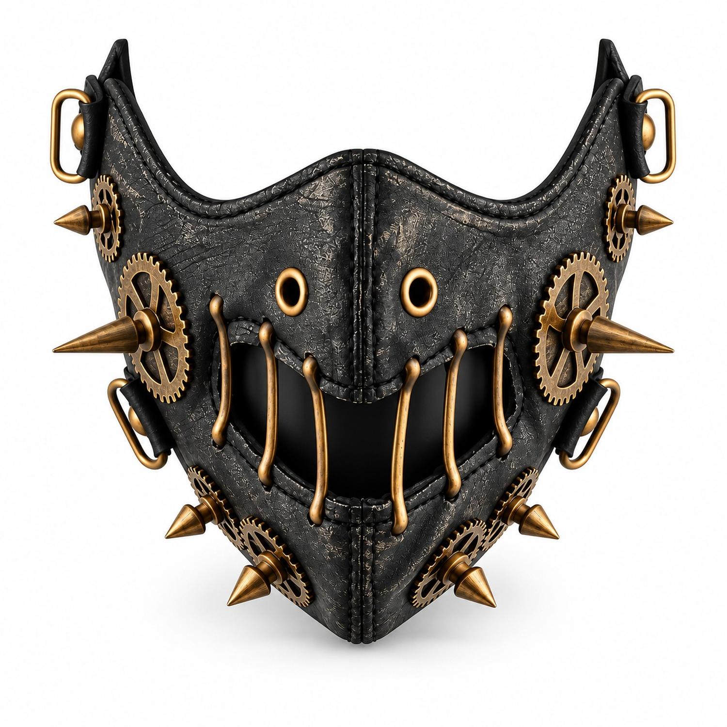 MÁSCARA TAPABOCAS STEAMPUNK DE CUERO PU PARA COSPLAY HALLOWEEN - 2
