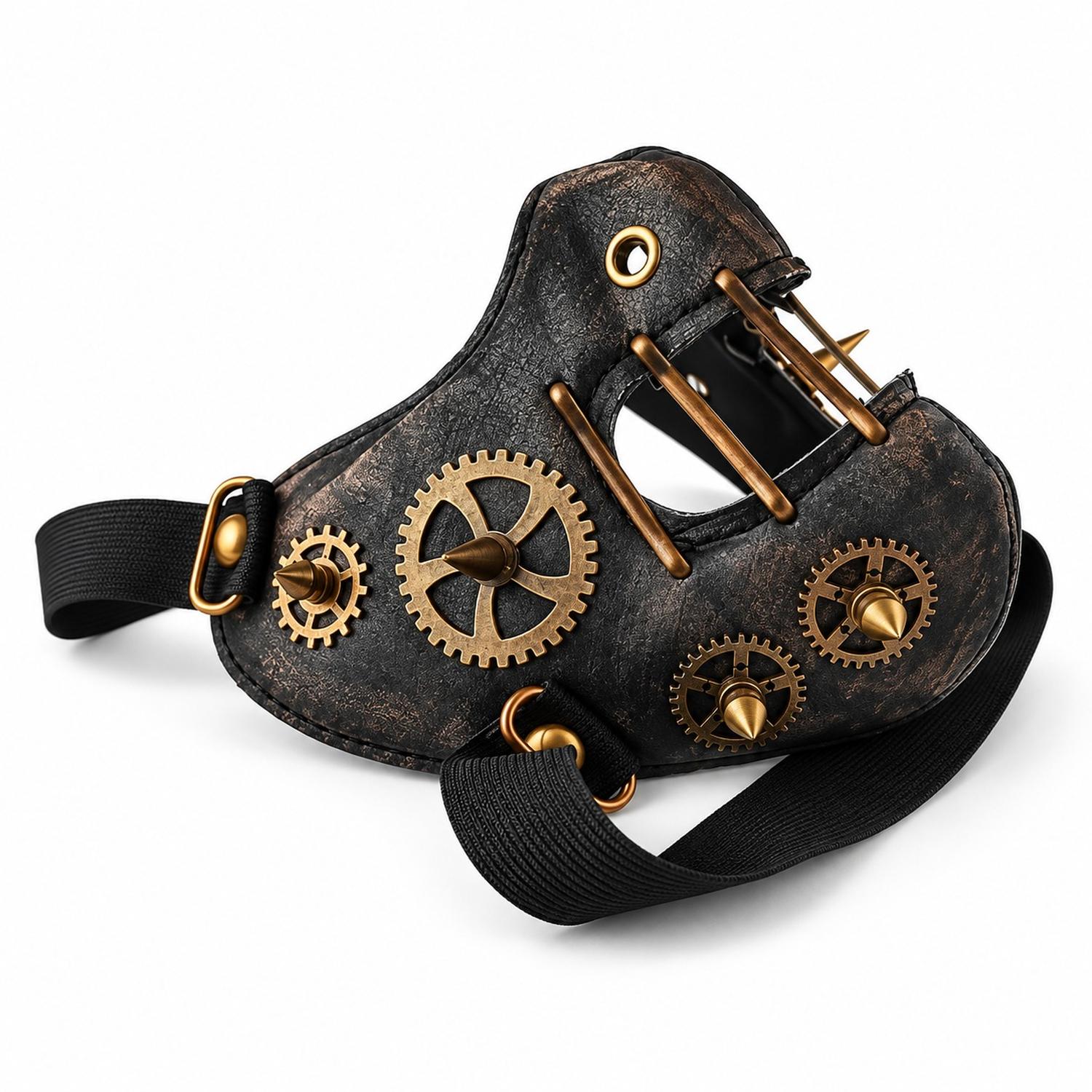MÁSCARA TAPABOCAS STEAMPUNK DE CUERO PU PARA COSPLAY HALLOWEEN - 4