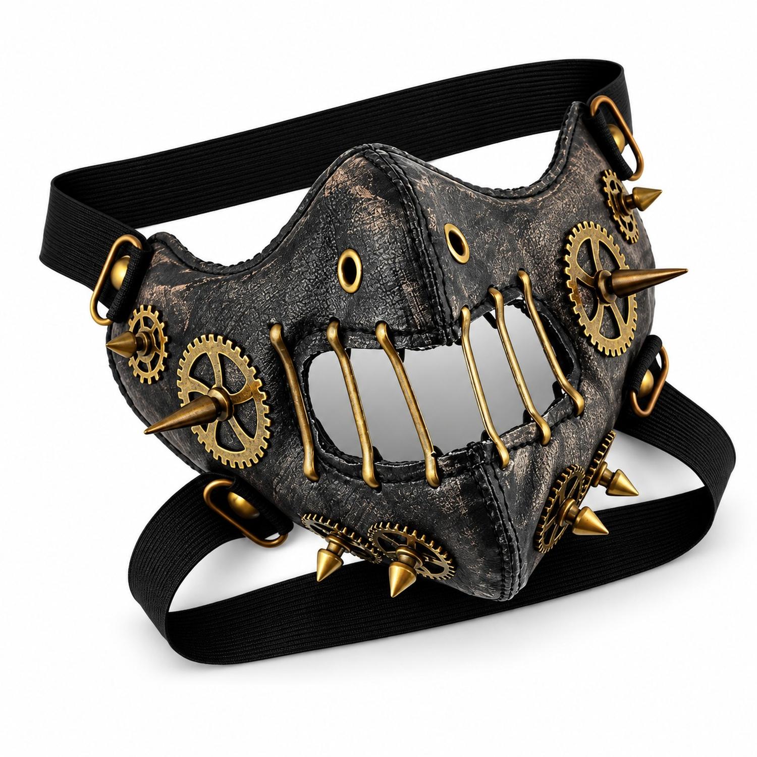 MÁSCARA TAPABOCAS STEAMPUNK DE CUERO PU PARA COSPLAY HALLOWEEN - 5