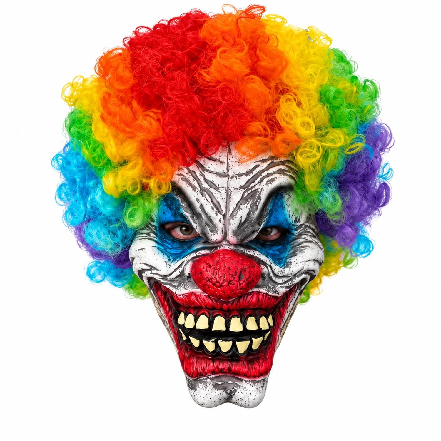MÁSCARA LÁTEX PAYASO CON CABELLO ARCOIRIS PARA NIÑOS HALLOWEEN - 1