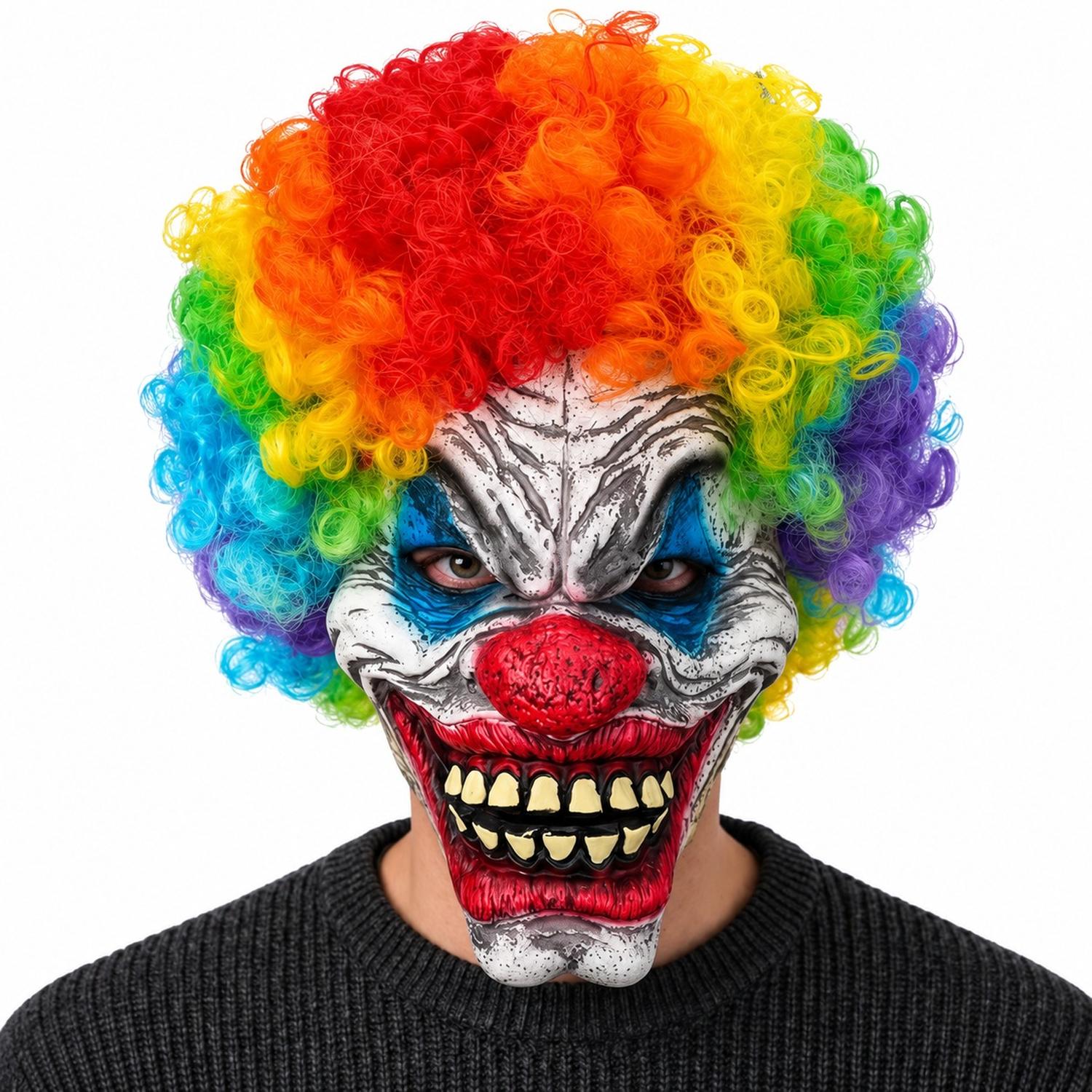 MÁSCARA LÁTEX PAYASO CON CABELLO ARCOIRIS PARA NIÑOS HALLOWEEN - 2