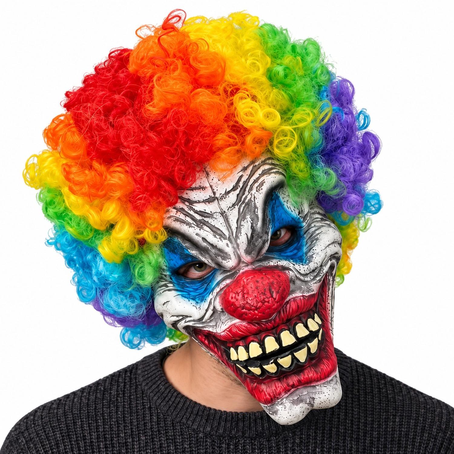 MÁSCARA LÁTEX PAYASO CON CABELLO ARCOIRIS PARA NIÑOS HALLOWEEN - 3