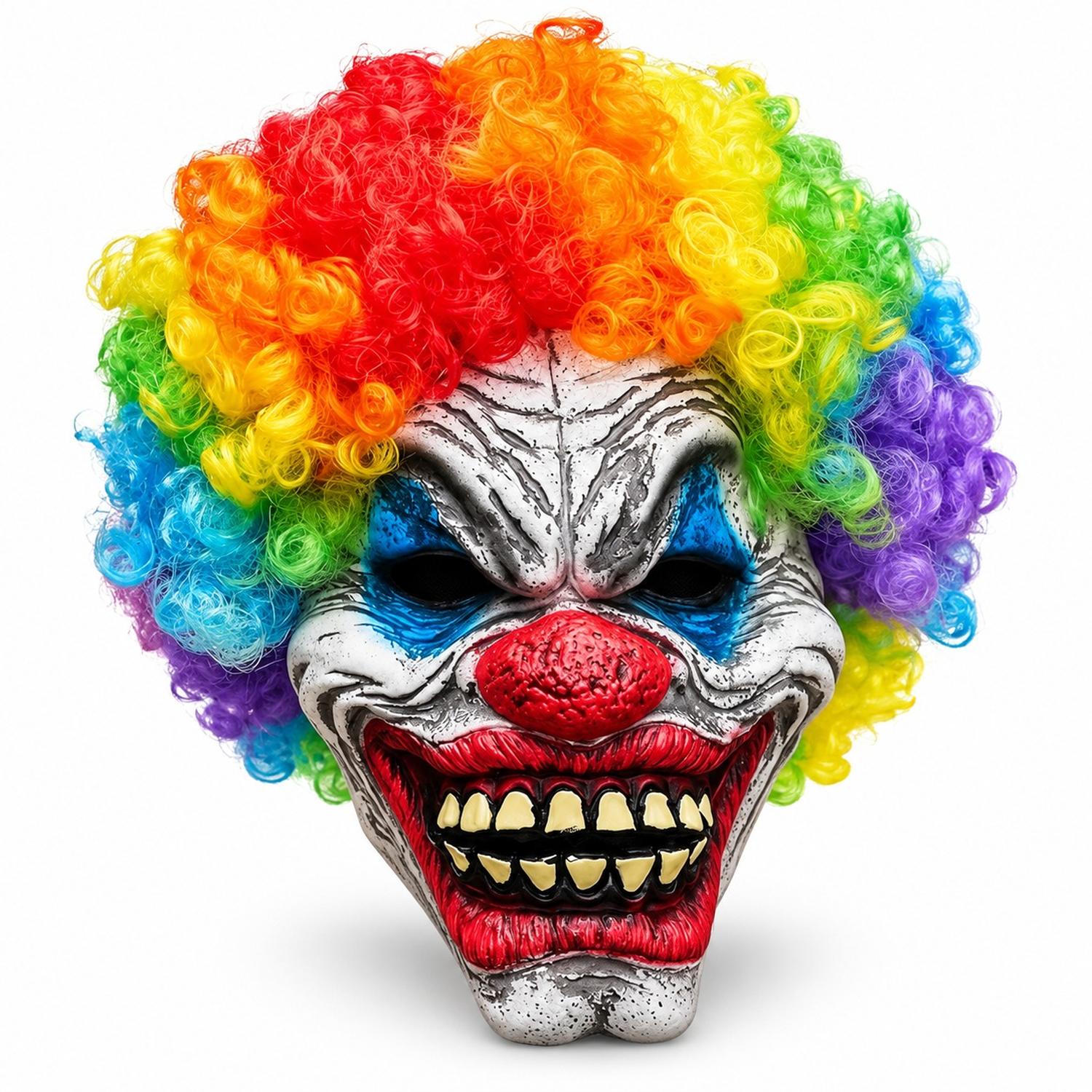 MÁSCARA LÁTEX PAYASO CON CABELLO ARCOIRIS PARA NIÑOS HALLOWEEN - 4