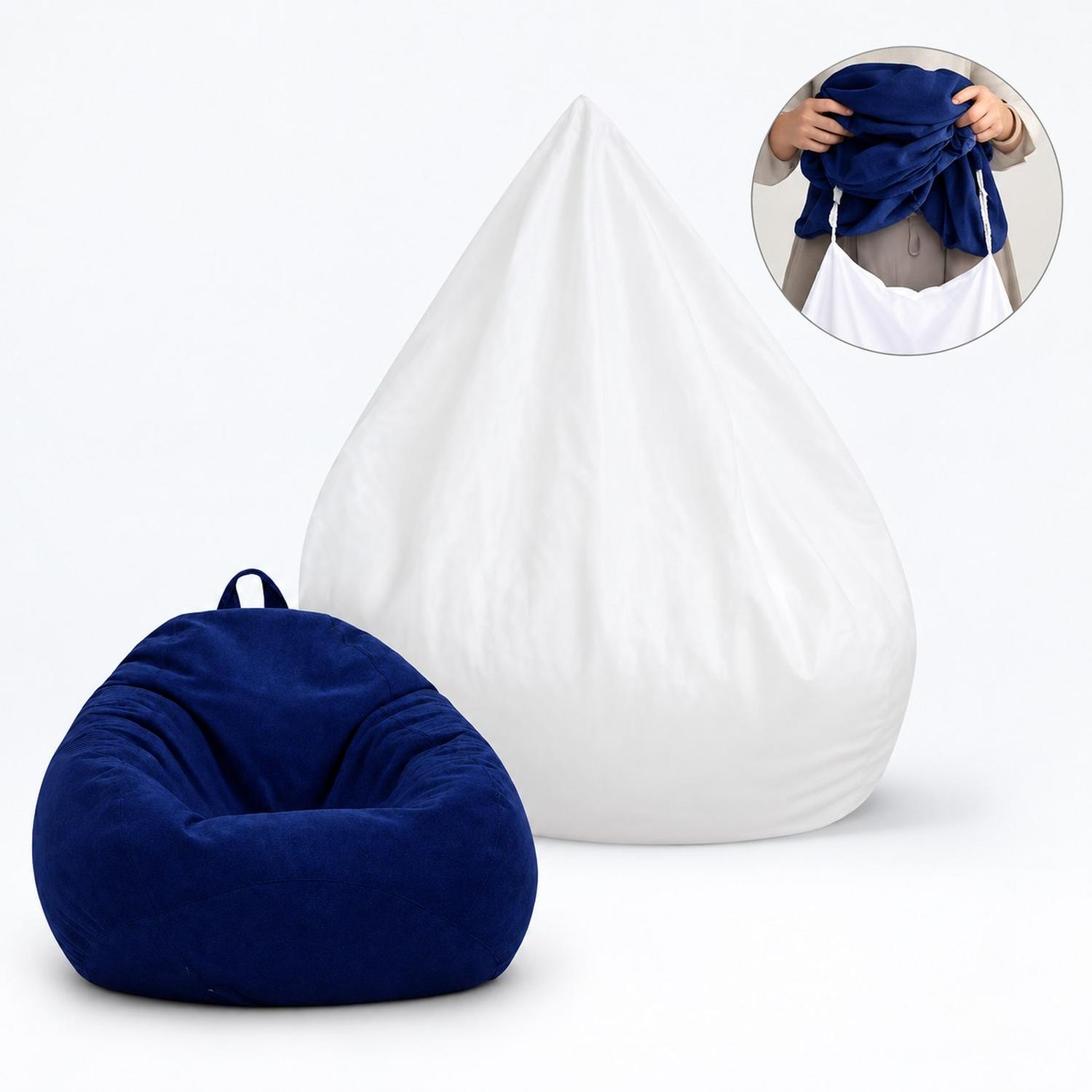 PUFF CON RELLENO DE POLIESTIRENO Y FORRO INTERIOR 110 X 90CM AZUL - 2