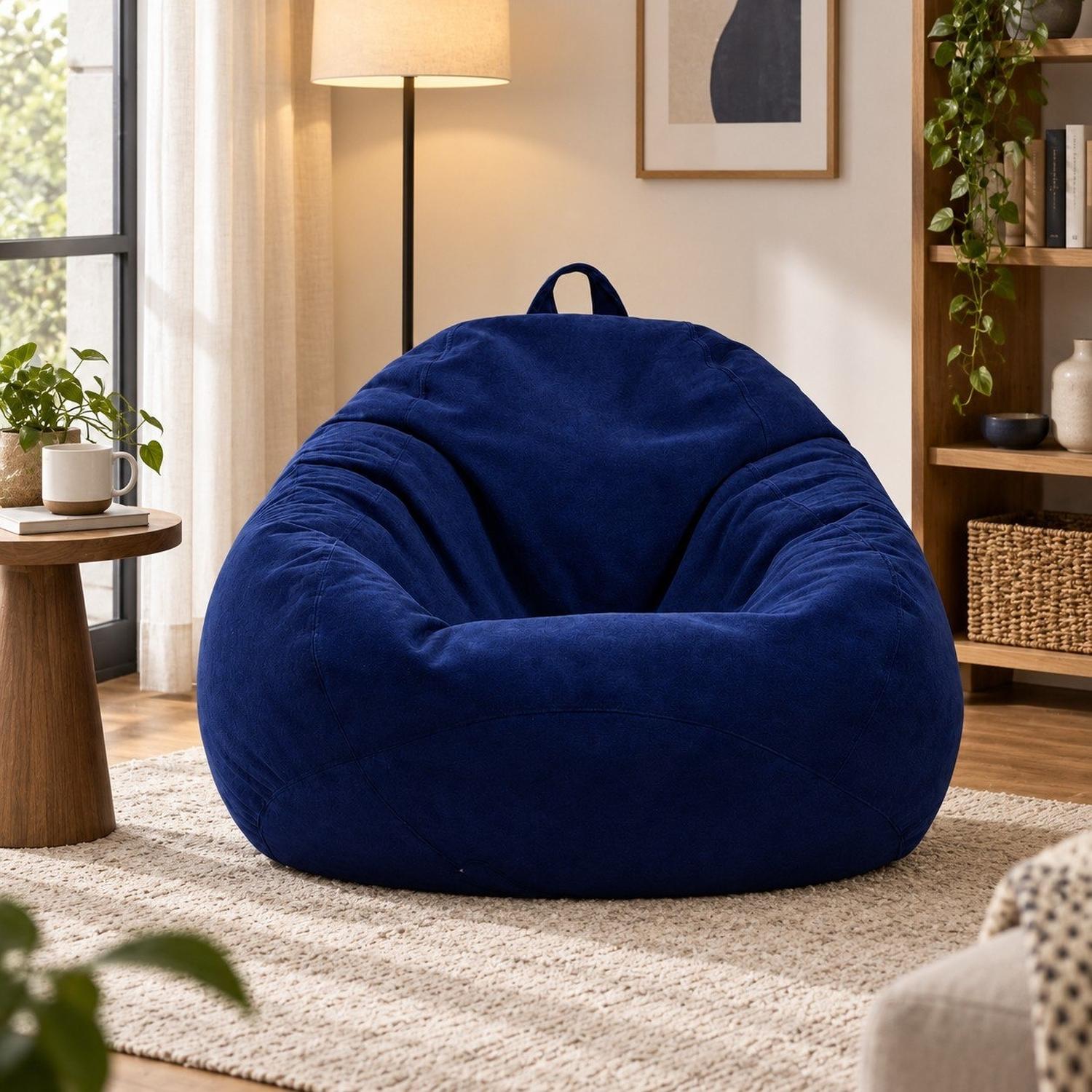 PUFF CON RELLENO DE POLIESTIRENO Y FORRO INTERIOR 110 X 90CM AZUL - 7