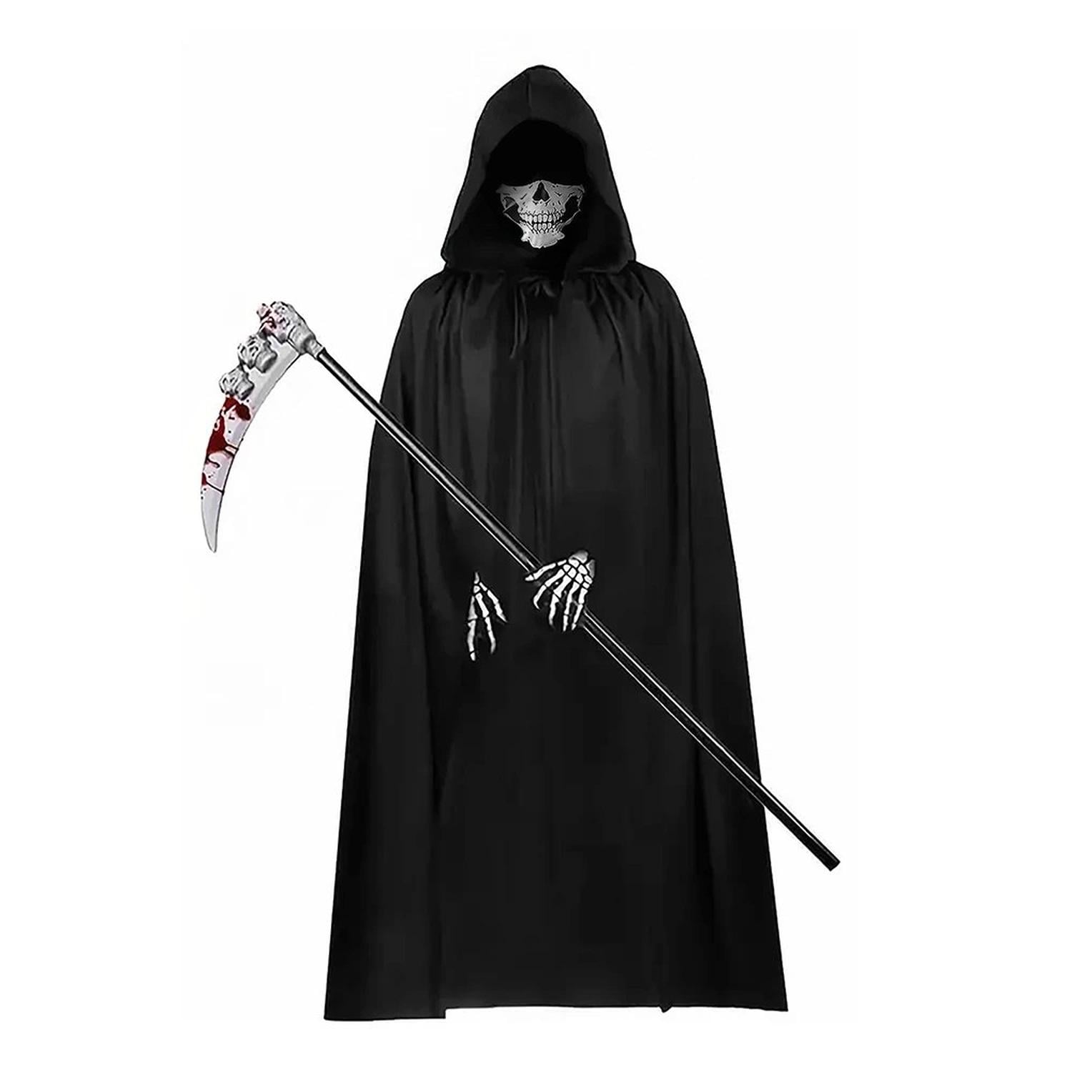 DISFRAZ DE LA PARCA DE 4 PIEZAS CON GUADAÑA HALLOWEEN - 1