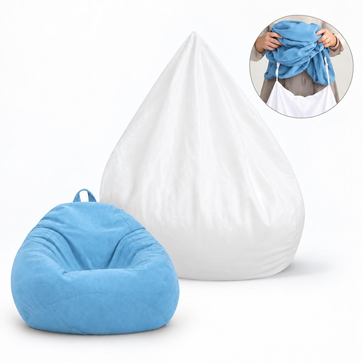 PUFF CON RELLENO DE POLIESTIRENO Y FORRO INTERIOR 110 X 90CM CELESTE - 2