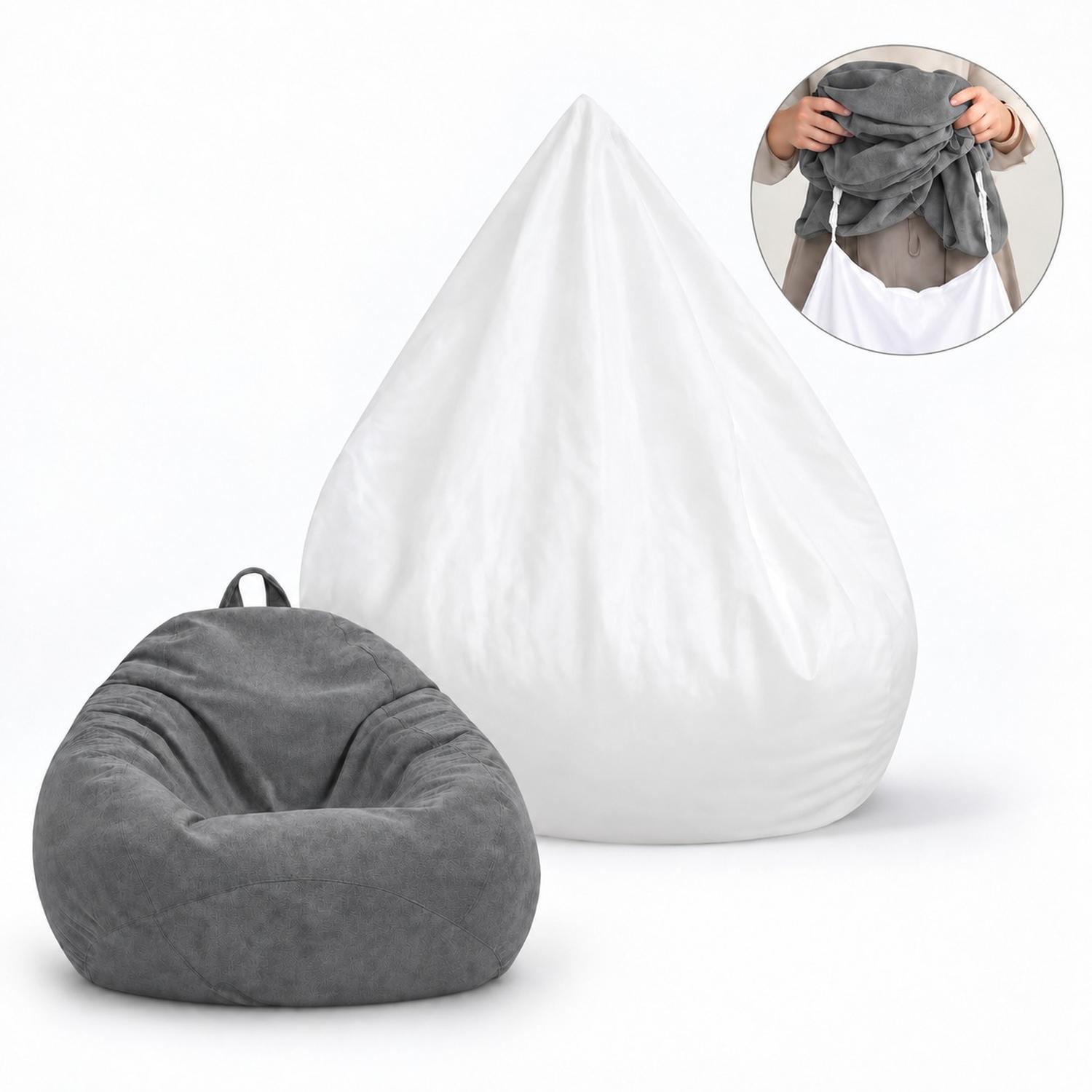 PUFF CON RELLENO DE POLIESTIRENO Y FORRO INTERIOR 110 X 90CM GRIS - 2