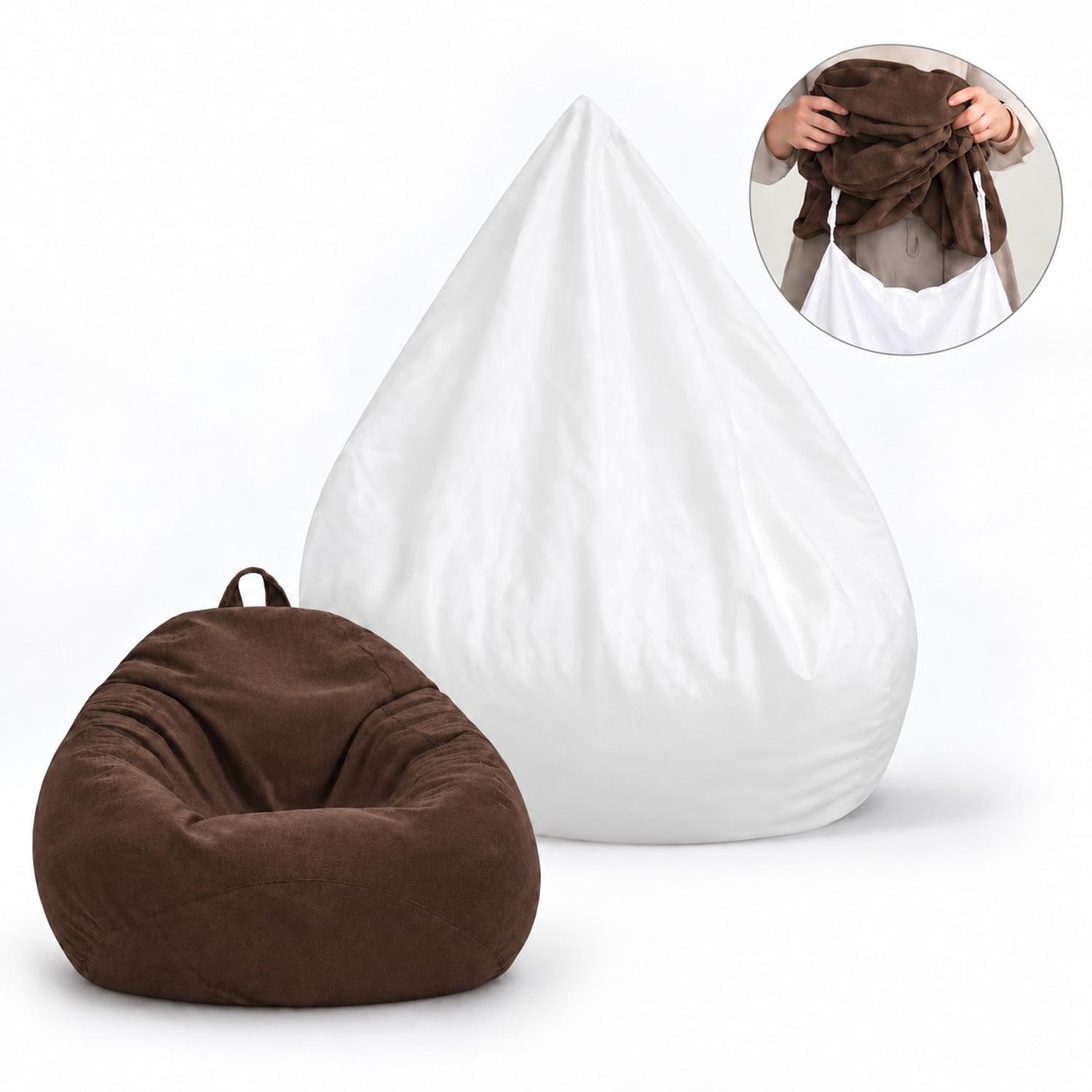 PUFF CON RELLENO DE POLIESTIRENO Y FORRO INTERIOR 110 X 90CM MARRÓN - 2