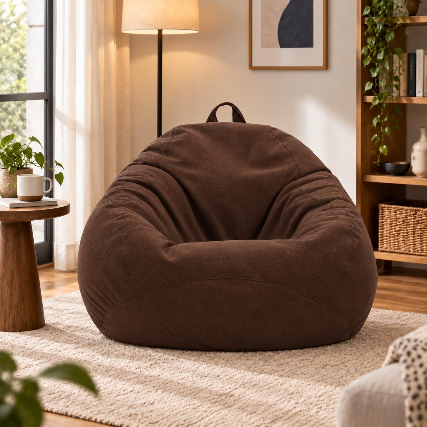 PUFF CON RELLENO DE POLIESTIRENO Y FORRO INTERIOR 110 X 90CM MARRÓN - 7
