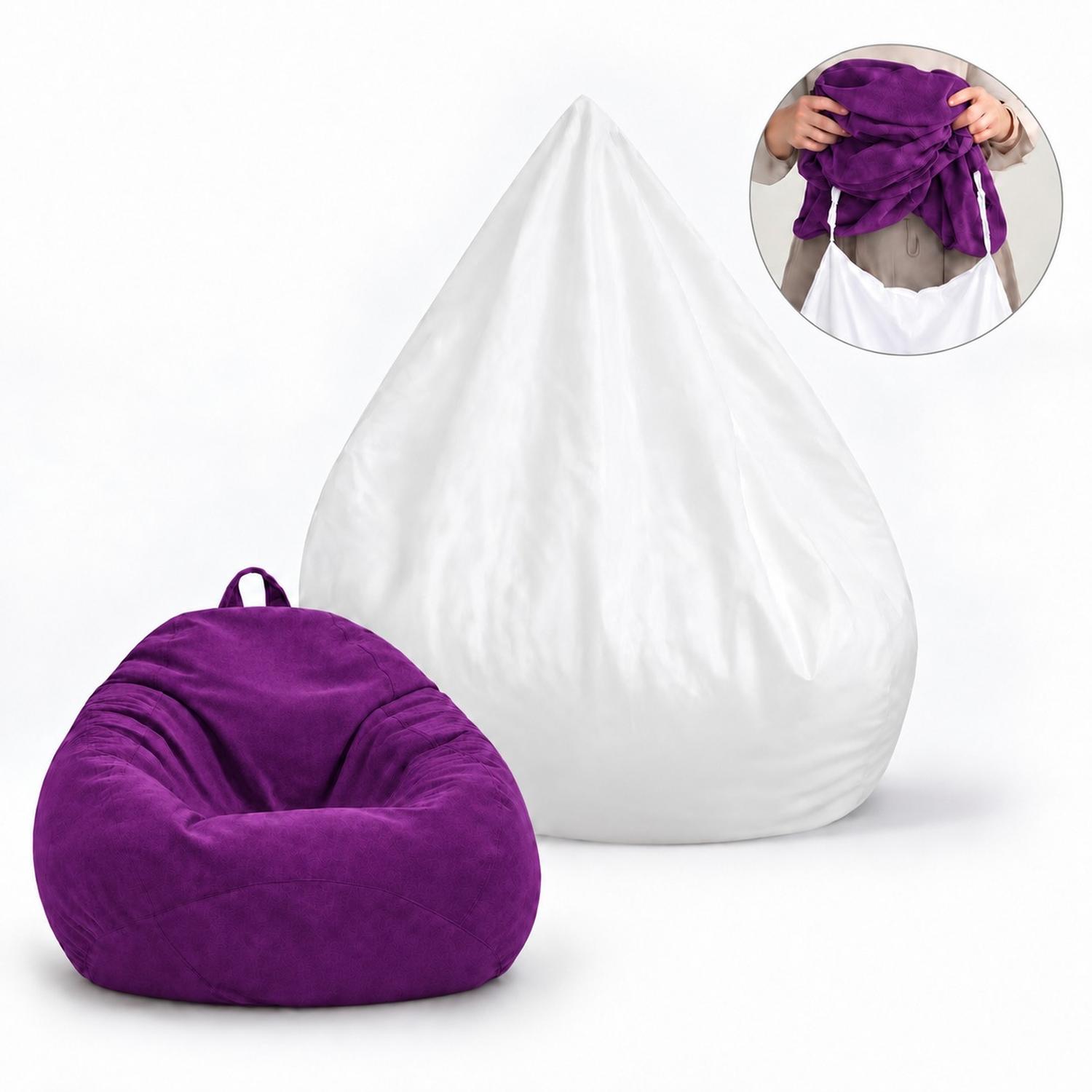PUFF CON RELLENO DE POLIESTIRENO Y FORRO INTERIOR 110 X 90CM MORADO - 2