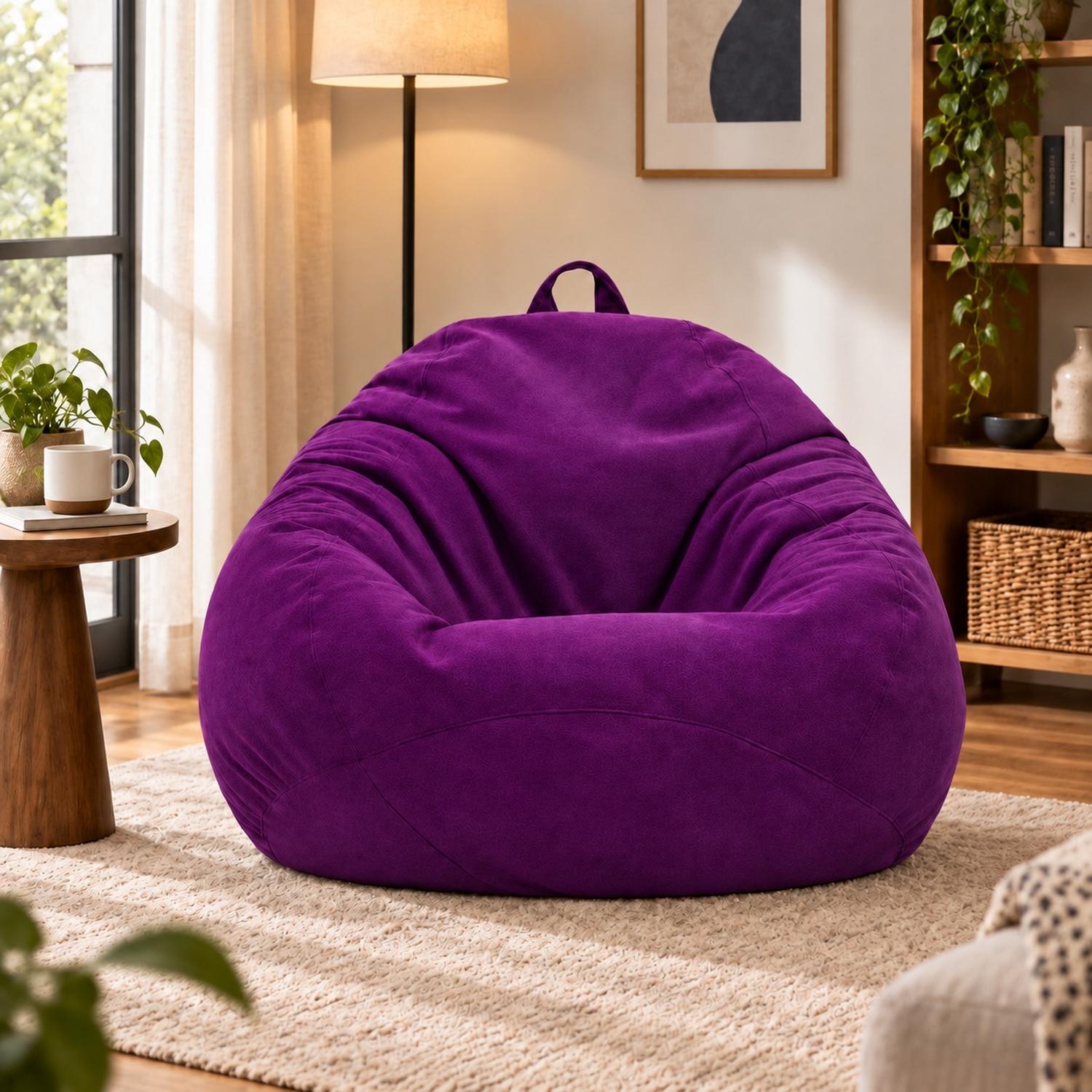 PUFF CON RELLENO DE POLIESTIRENO Y FORRO INTERIOR 110 X 90CM MORADO - 7