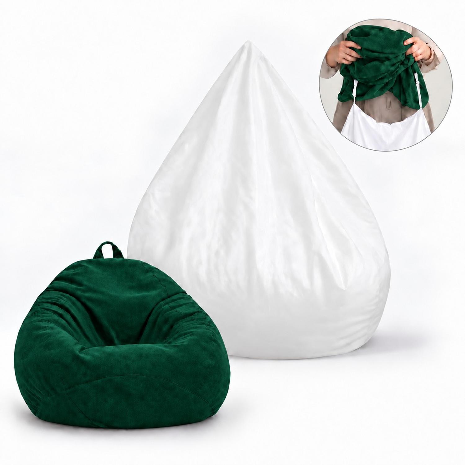 PUFF CON RELLENO DE POLIESTIRENO Y FORRO INTERIOR 110 X 90CM VERDE - 2