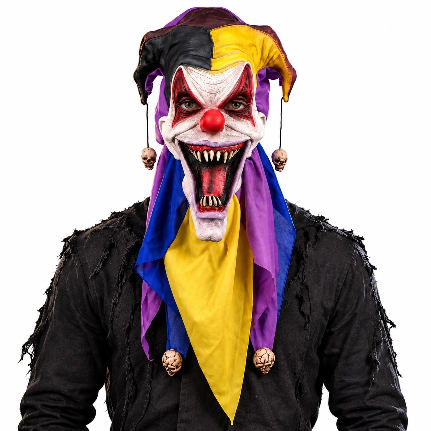 MÁSCARA LÁTEX PAYASO BUFÓN SINIESTRO MULTICOLOR HALLOWEEN - 5