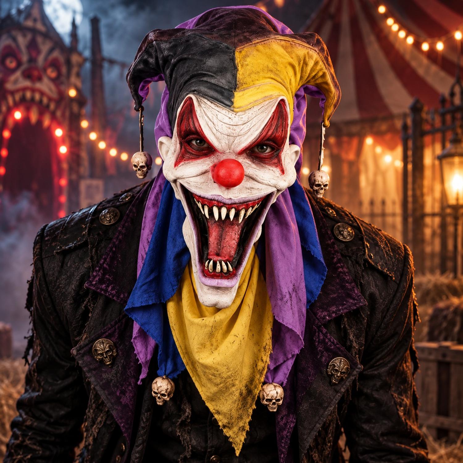 MÁSCARA LÁTEX PAYASO BUFÓN SINIESTRO MULTICOLOR HALLOWEEN - 7