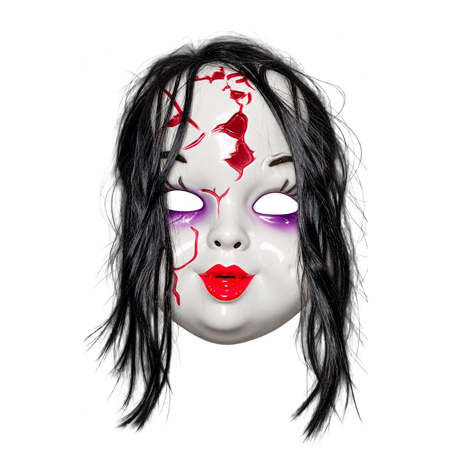 MÁSCARA DE MUÑECA DE PORCELANA MALDITA CON CABELLO PARA HALLOWEEN Y COSPLAY - 1