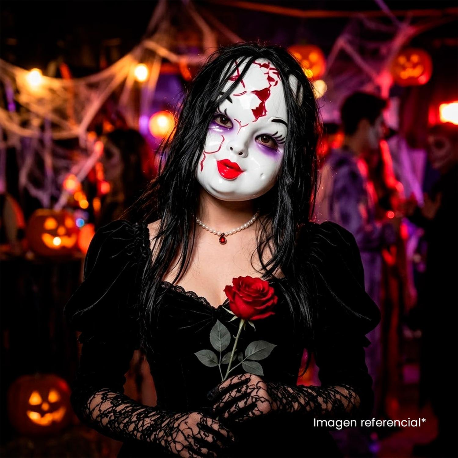 MÁSCARA DE MUÑECA DE PORCELANA MALDITA CON CABELLO PARA HALLOWEEN Y COSPLAY - 6