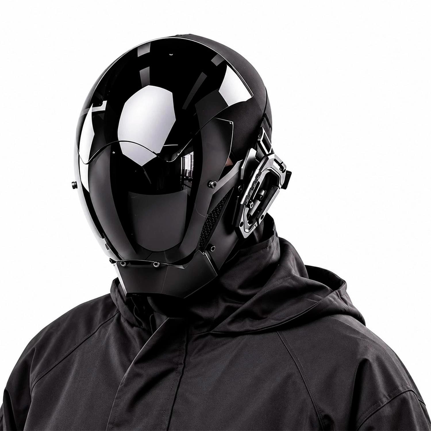 MÁSCARA CASCO NEGRO CYBERPUNK HALLOWEEN COSPLAY - 3