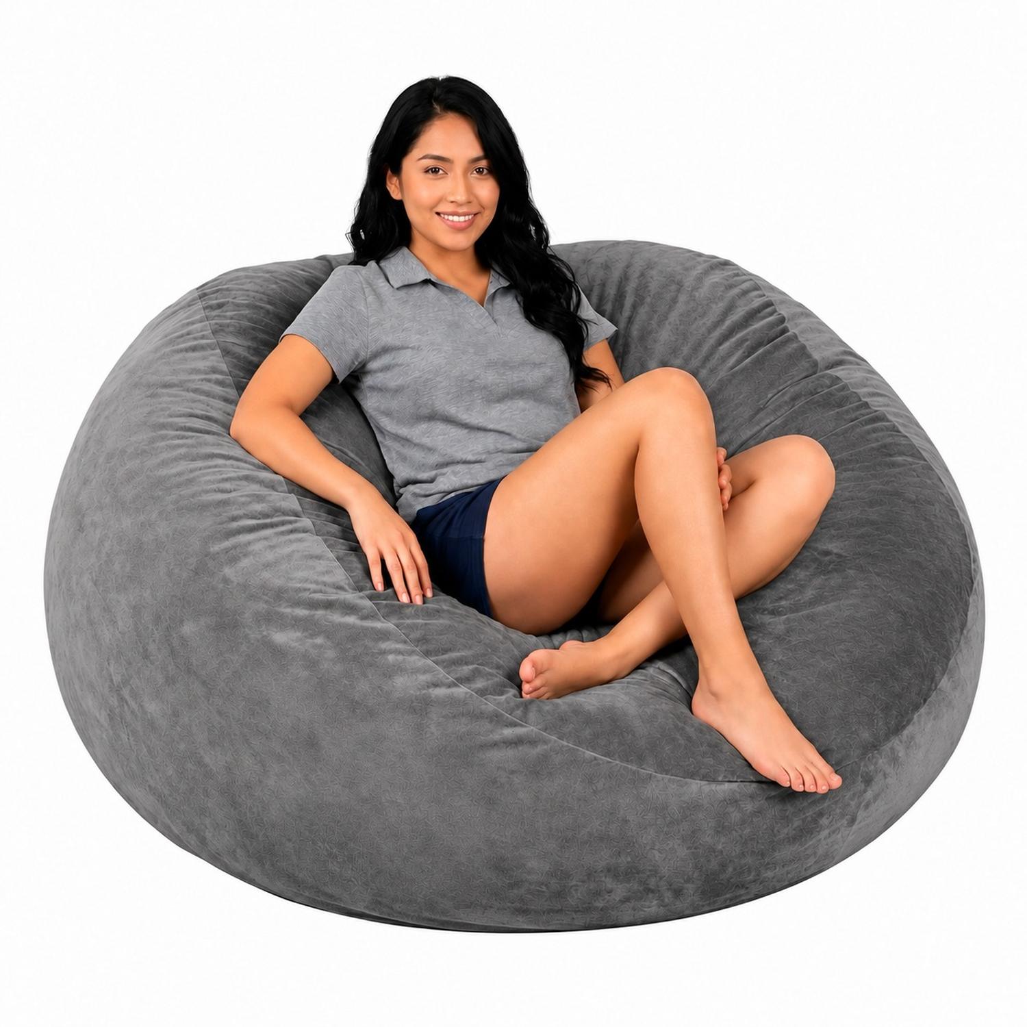 PUFF GIGANTE BEANBAG GRIS CON RELLENO DE POLIESTIRENO 150 X 55CM - 1