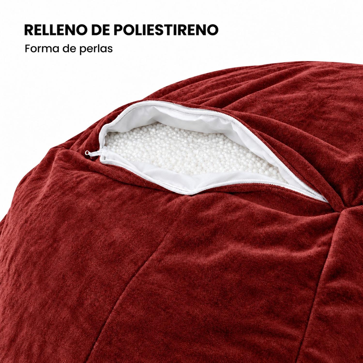 PUFF GIGANTE BEANBAG ROJO CON RELLENO DE POLIESTIRENO 150 X 55CM - 4
