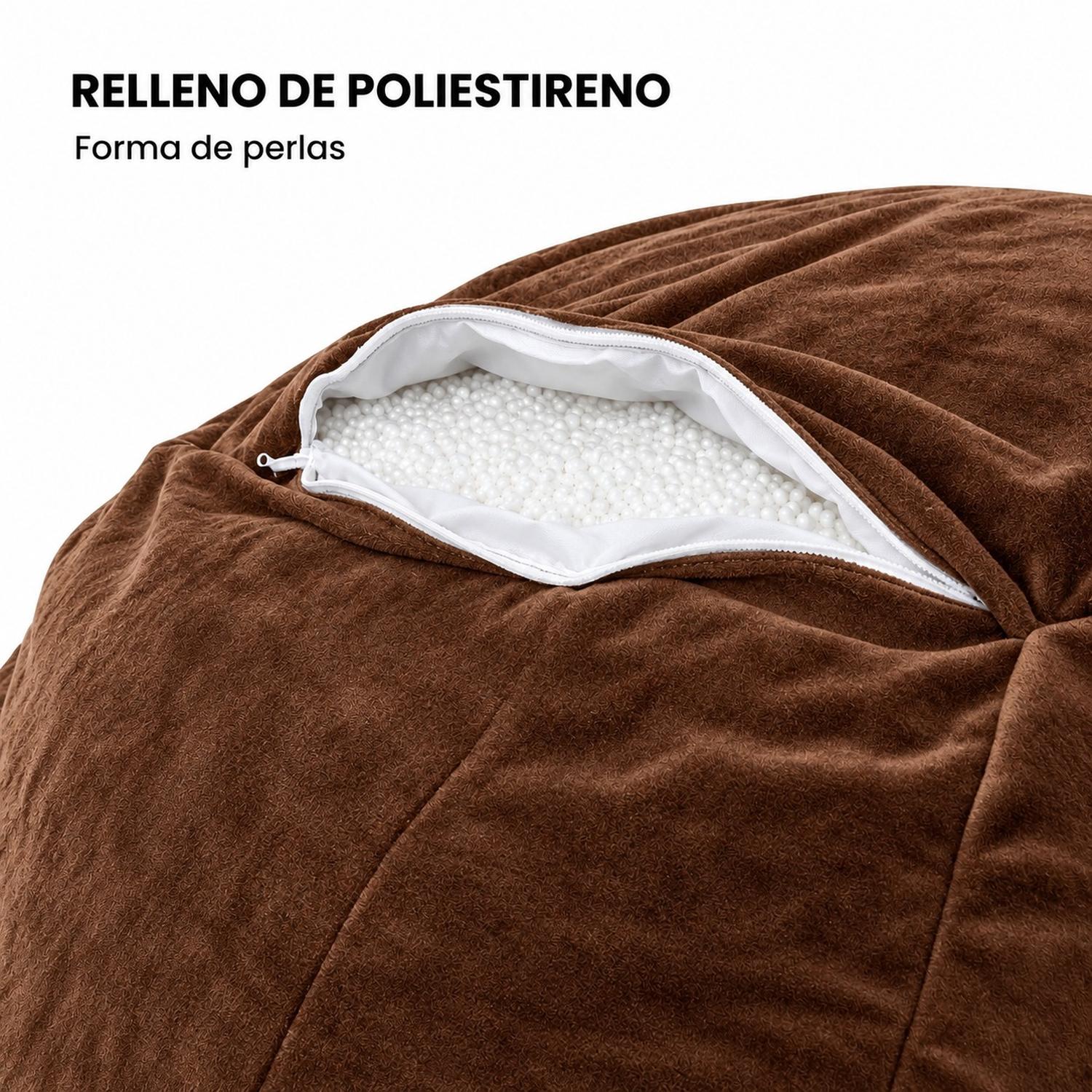 PUFF GIGANTE BEANBAG MARRÓN CON RELLENO DE POLIESTIRENO 150 X 55CM - 4