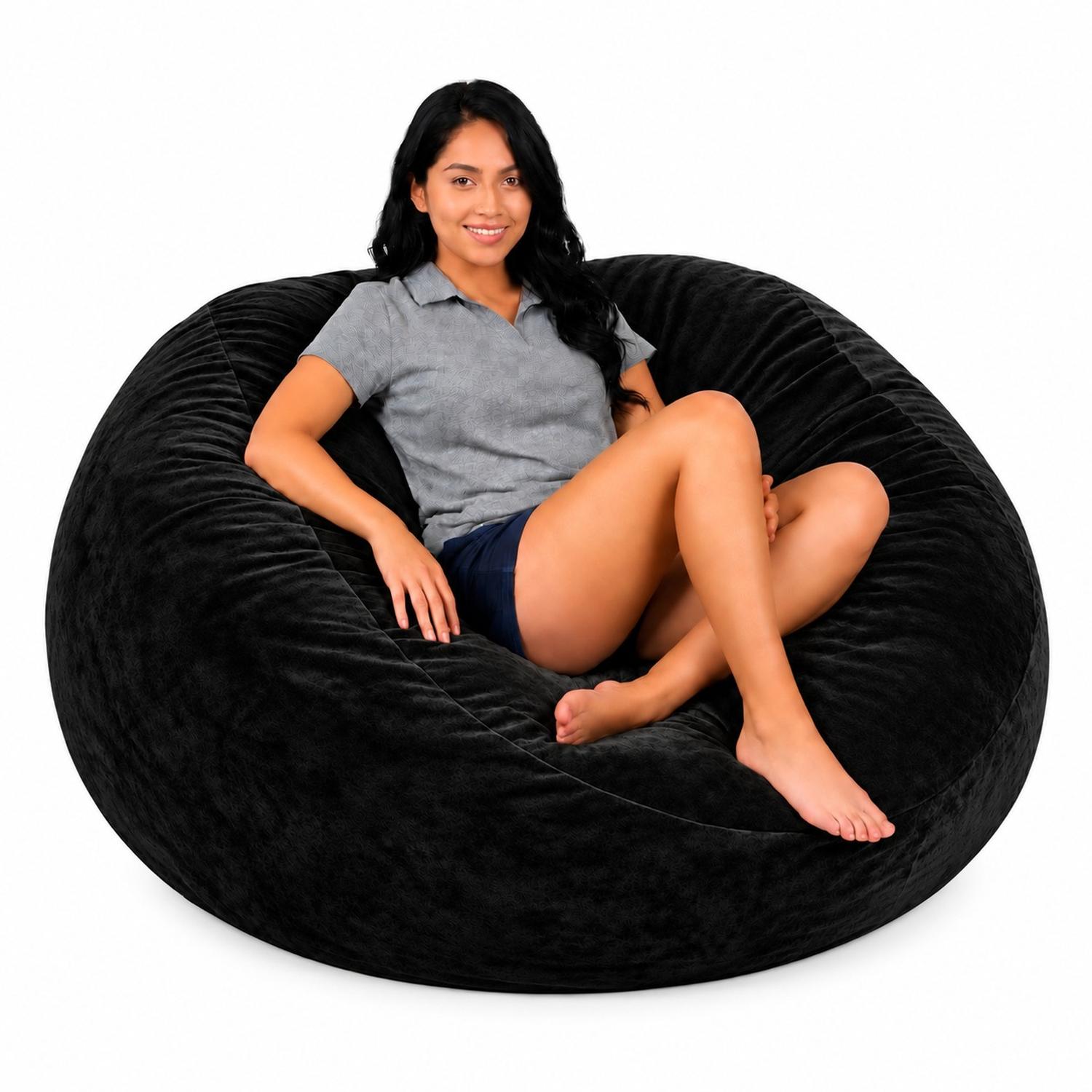 PUFF GIGANTE BEANBAG NEGRO CON RELLENO DE POLIESTIRENO 150 X 55CM - 1