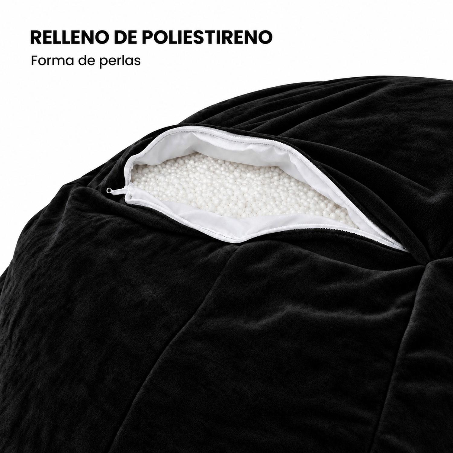 PUFF GIGANTE BEANBAG NEGRO CON RELLENO DE POLIESTIRENO 150 X 55CM - 4