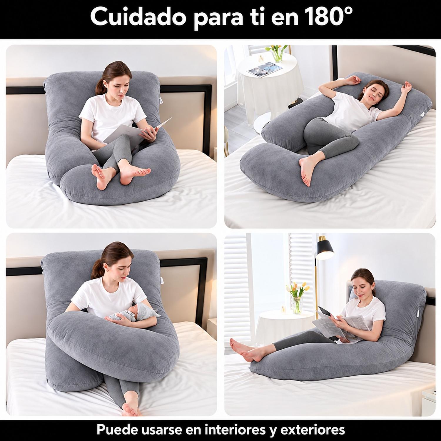 COJÍN CORPORAL MATERNAL TIPO J GRIS - 2