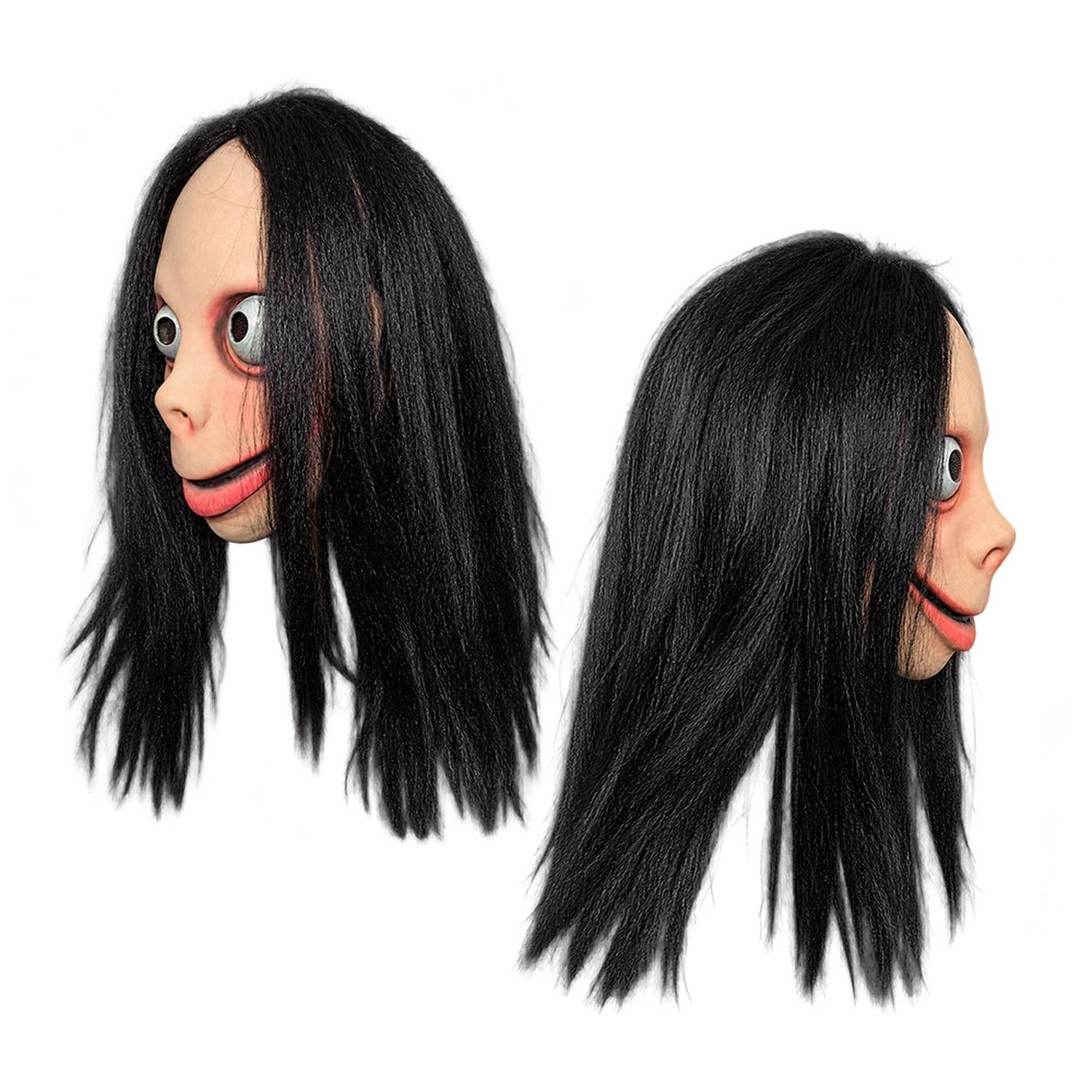 MÁSCARA DE MOMO CON CABELLO NEGRO DE LÁTEX PARA HALLOWEEN Y COSPLAY - 2