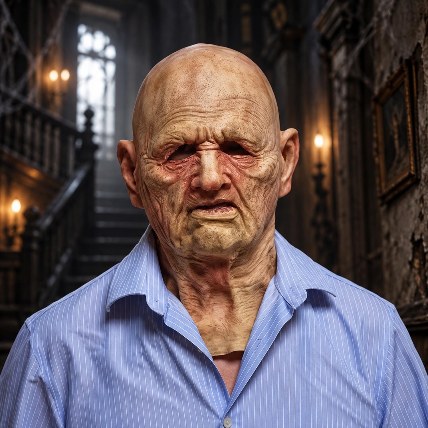 MÁSCARA REALISTA DE ANCIANO LÁTEX HALLOWEEN COSPLAY - 8