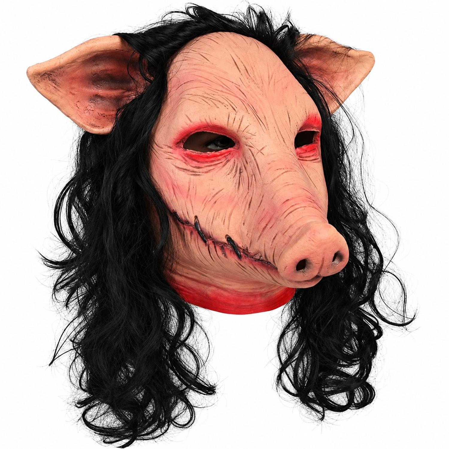MÁSCARA DE CERDO JIGSAW CON PELO LÁTEX HALLOWEEN - 2
