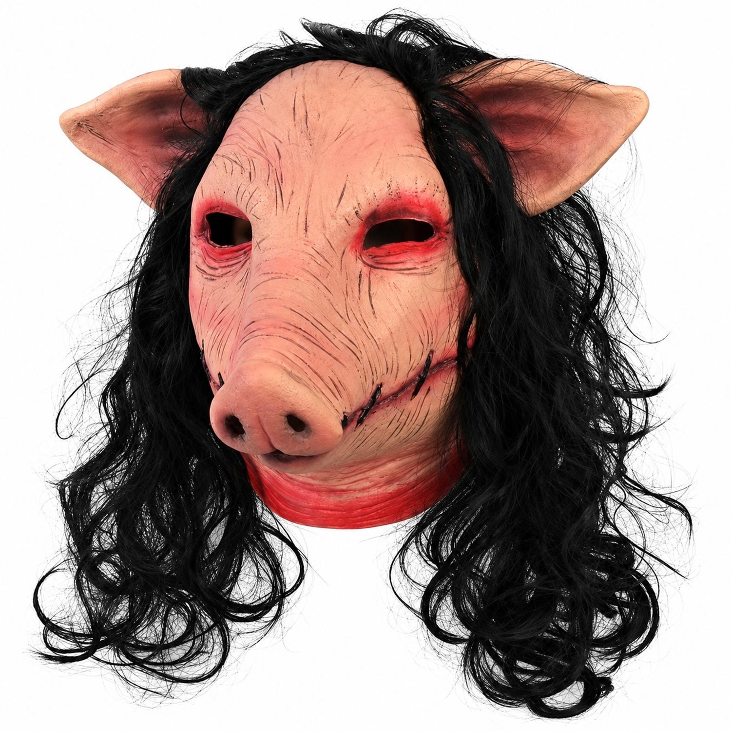 MÁSCARA DE CERDO JIGSAW CON PELO LÁTEX HALLOWEEN - 3