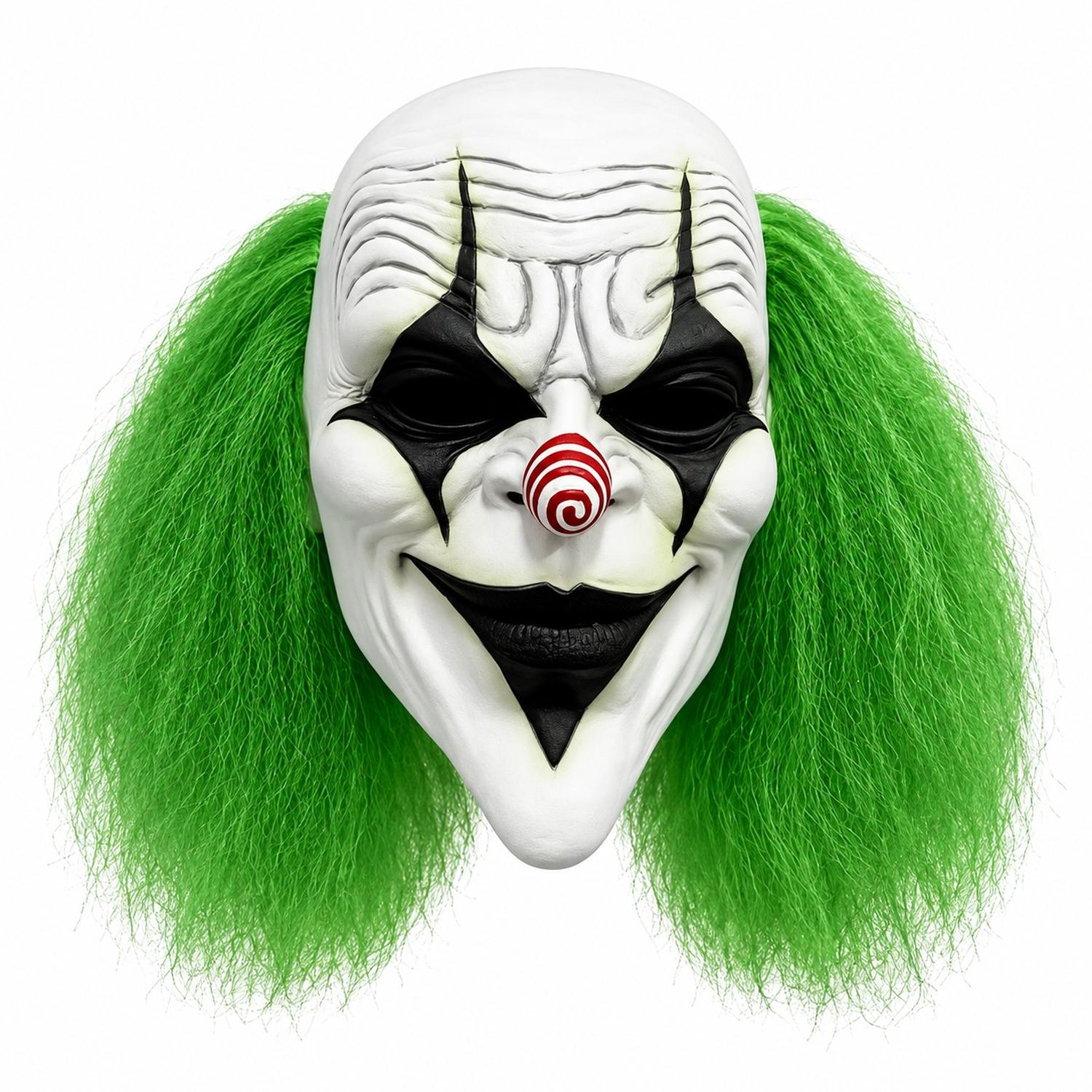 MÁSCARA DE PAYASO CON CABELLO VERDE LÁTEX HALLOWEEN - 1